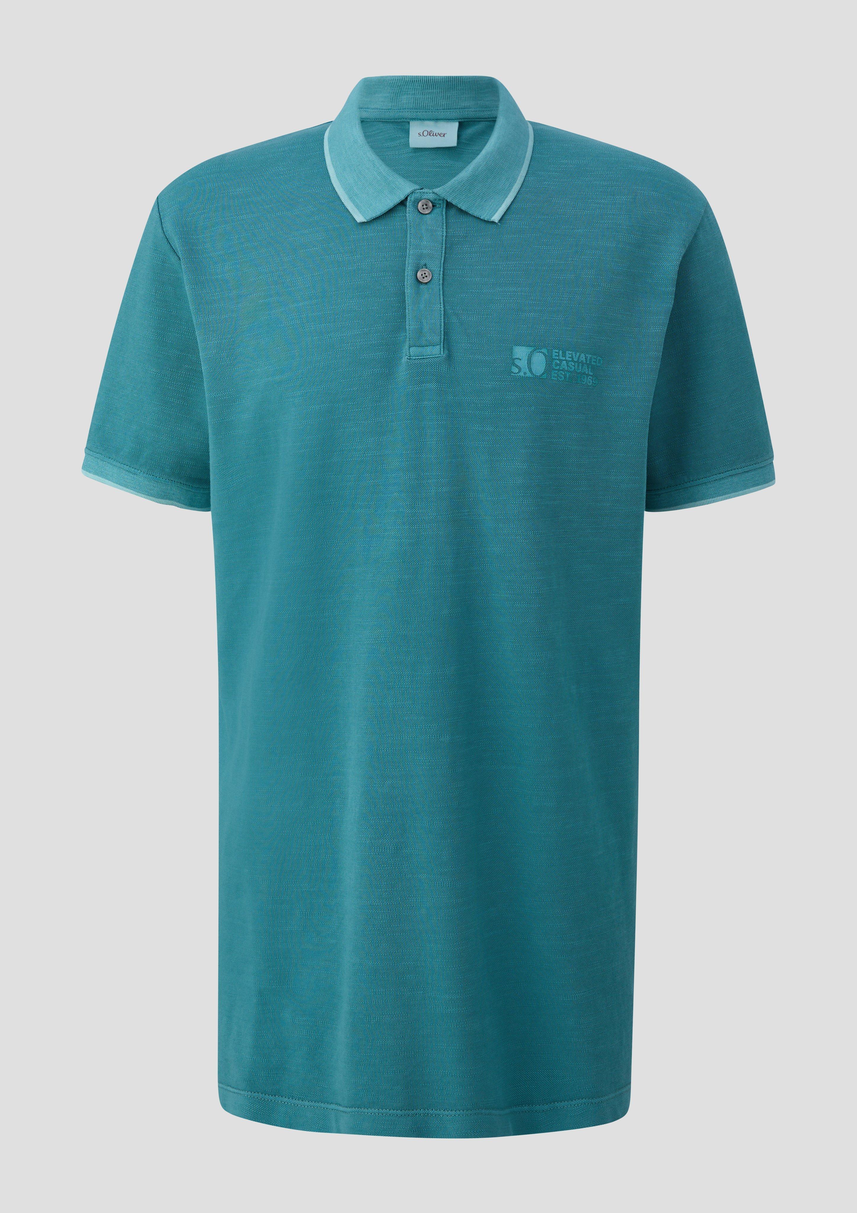 s.Oliver - Poloshirt mit Piquêstruktur und Logo-Print, Herren, Blau