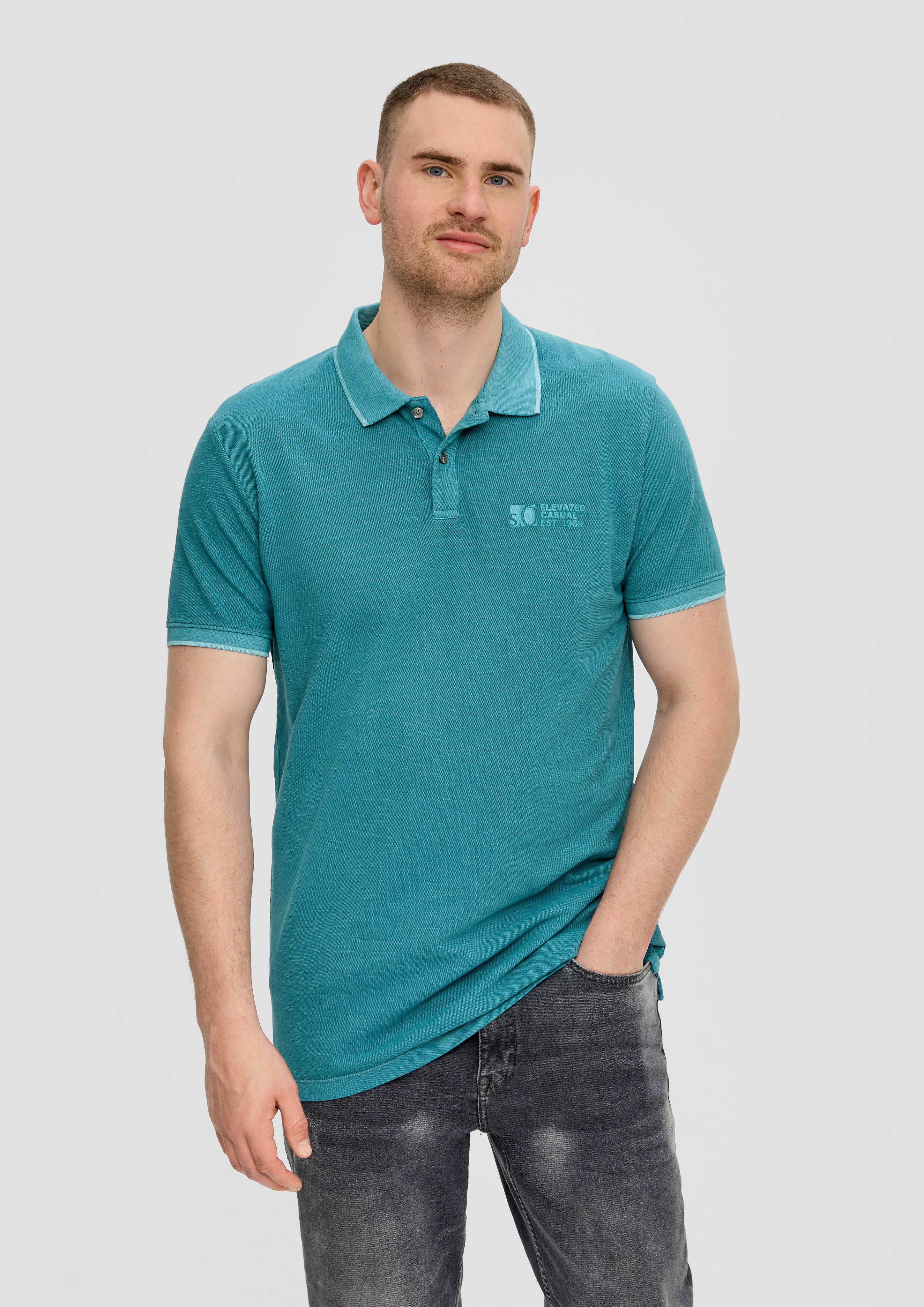 S.Oliver Poloshirt mit Piquêstruktur und Logo-Print