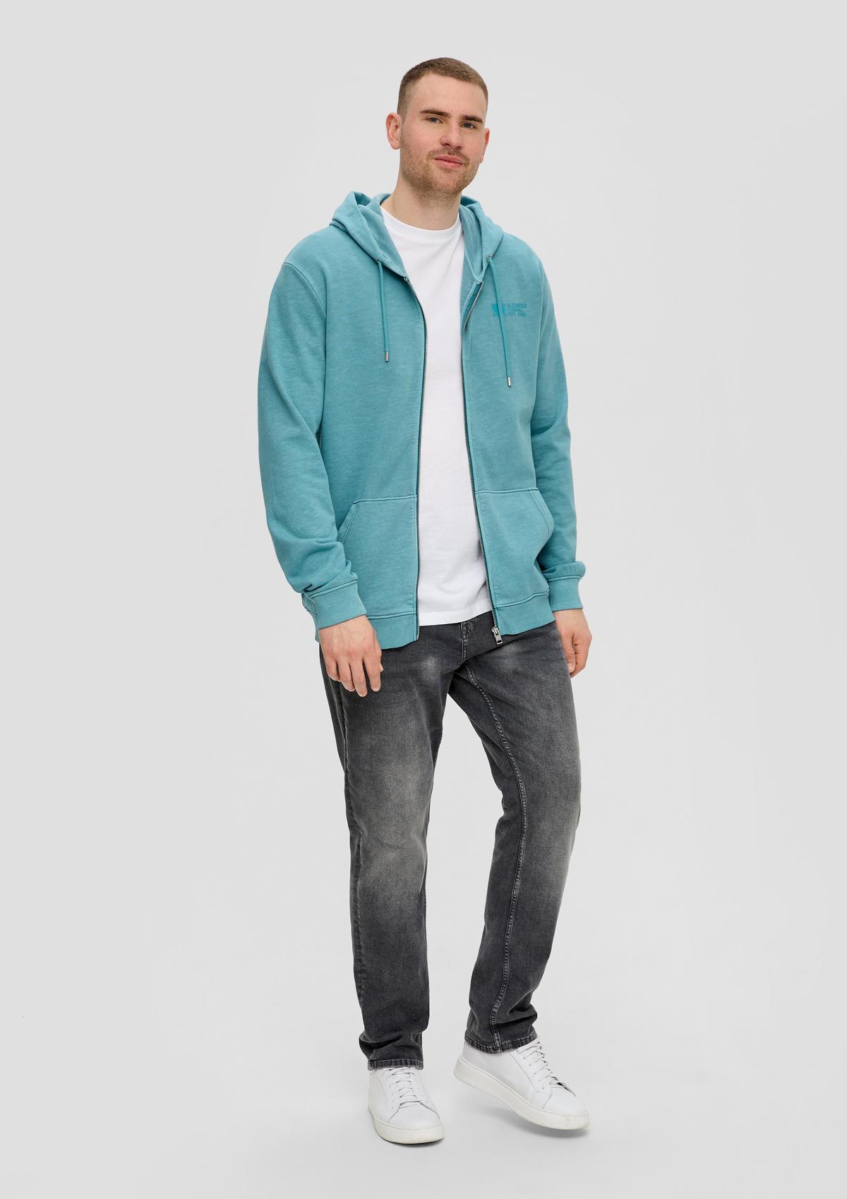 s.Oliver Garment-dyed sweatshirt jacket with a hood