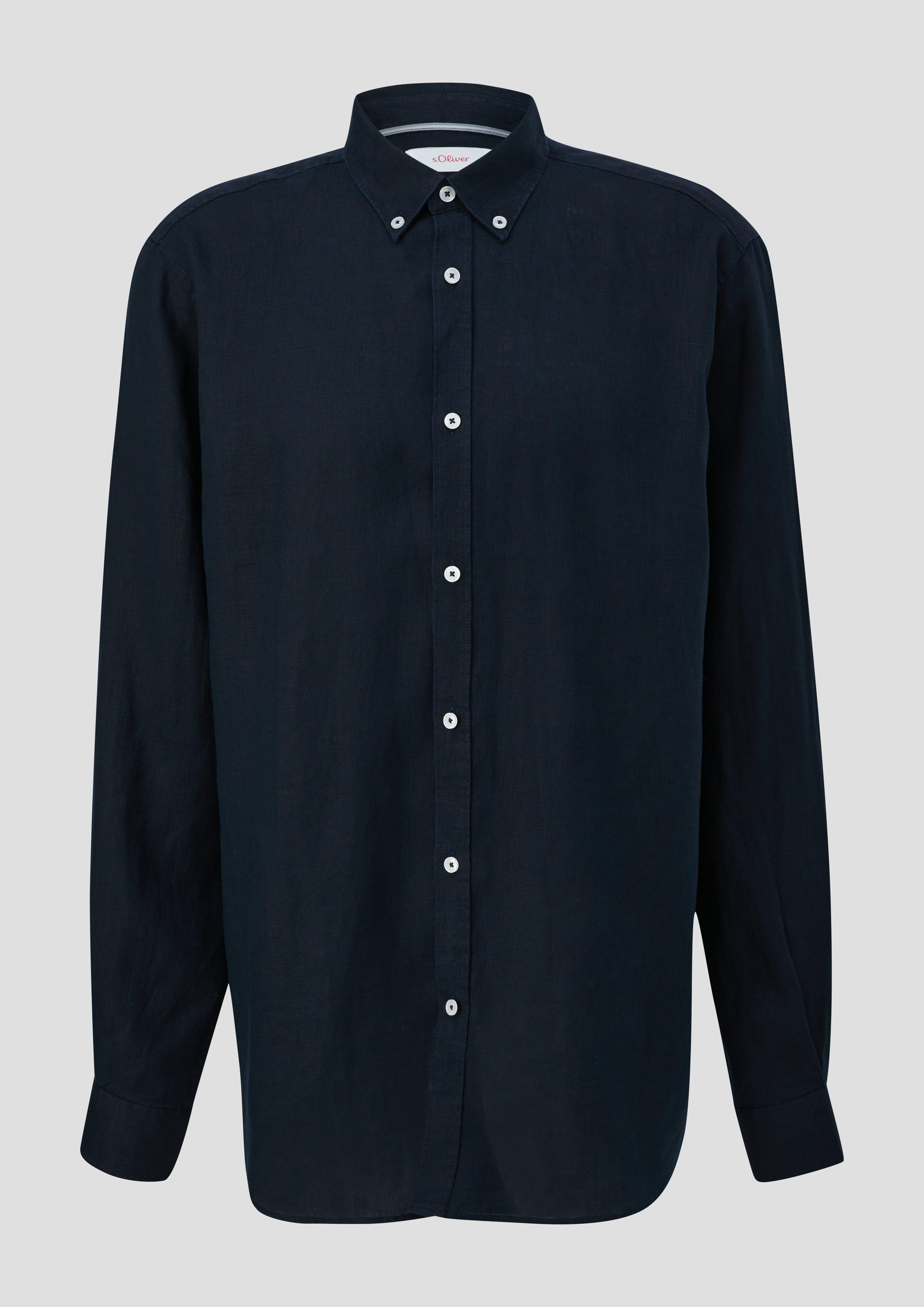 s.Oliver - Leinenhemd mit Button-Down-Kragen, Herren, blau