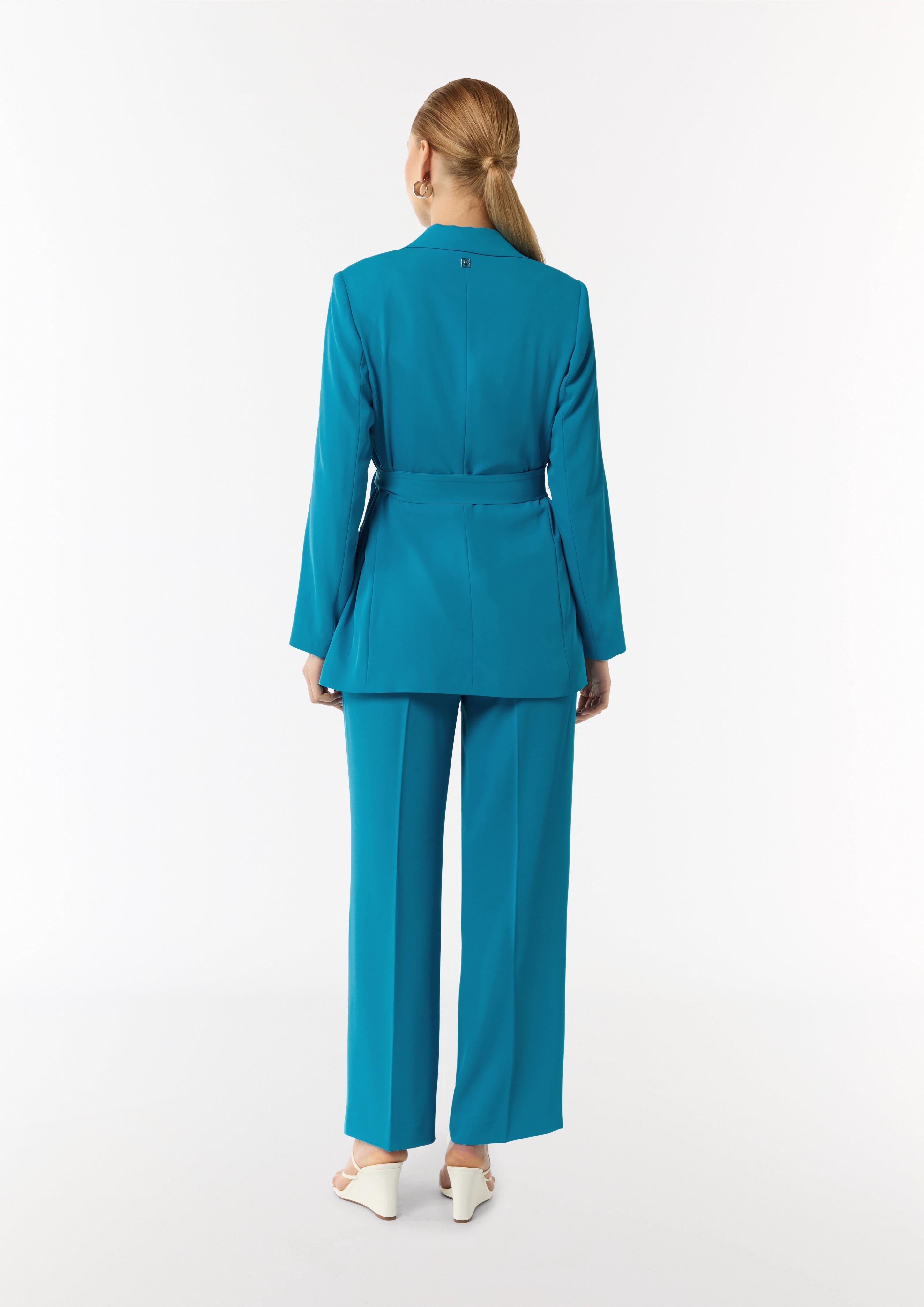 Fließender Longblazer mit Bindegürtel - ozeanblau | Comma