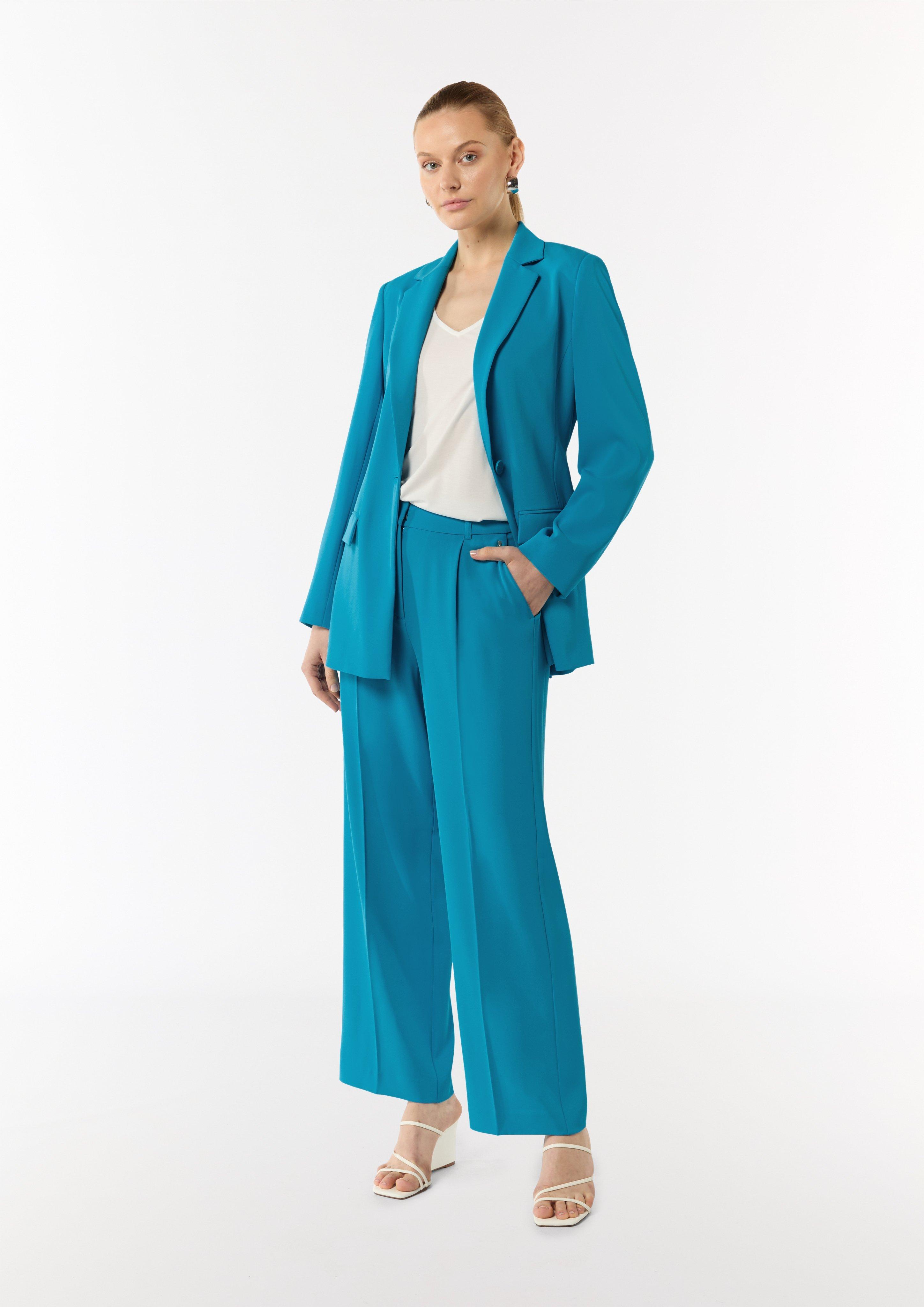 Fließender Longblazer mit Bindegürtel - ozeanblau | Comma