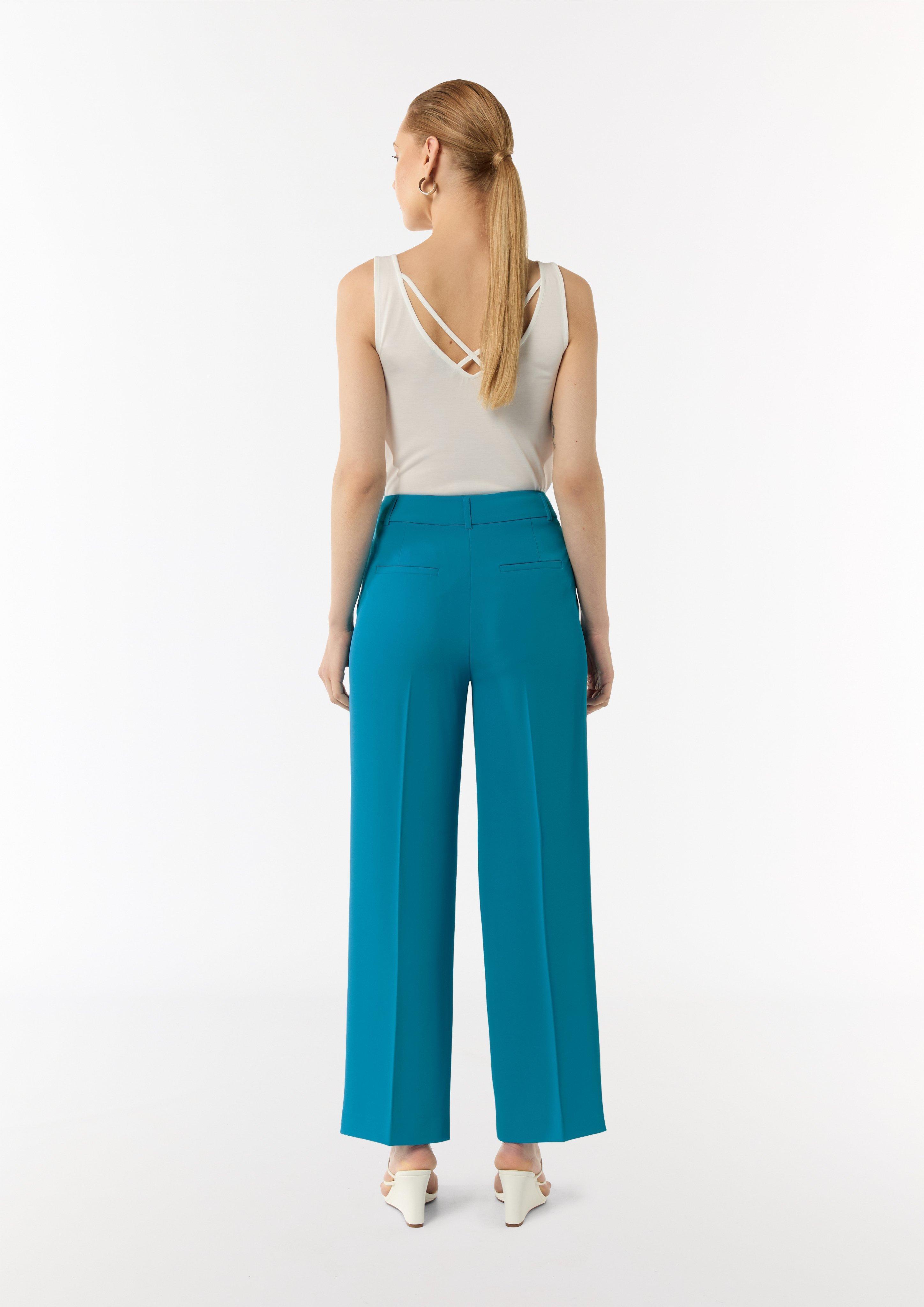 Flowing wide-leg trousers with pressed pleats - ocean blue Flowing wide-leg trousers with pressed pleats - ocean blue