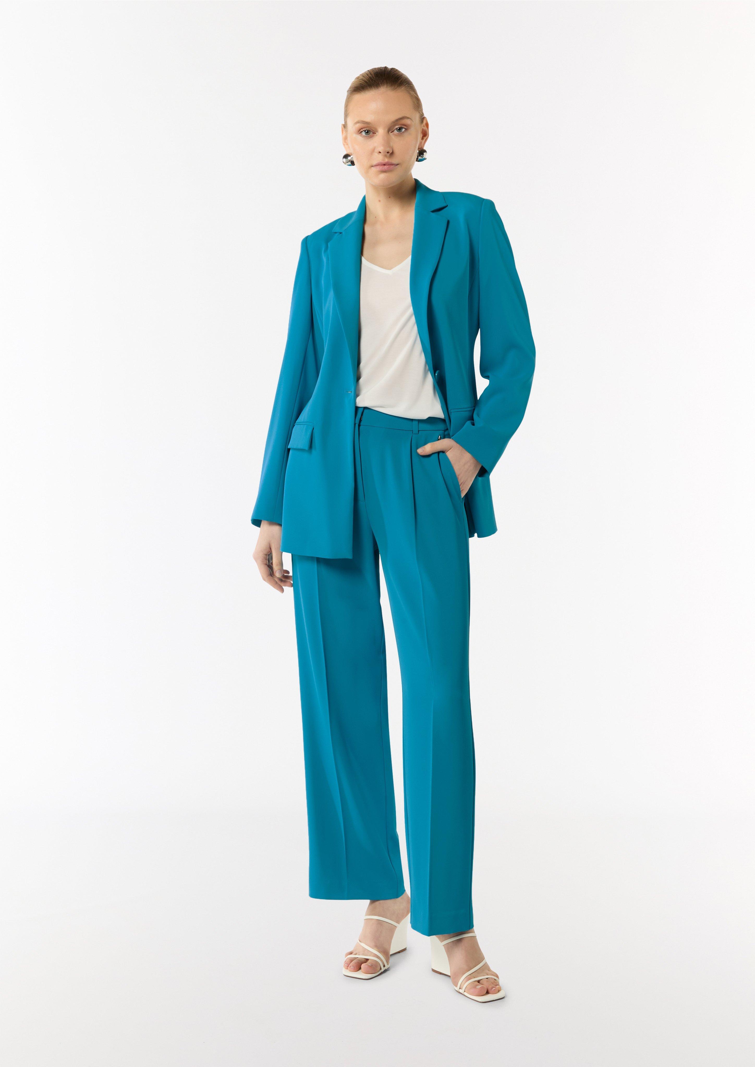 Flowing wide-leg trousers with pressed pleats - ocean blue Flowing wide-leg trousers with pressed pleats - ocean blue