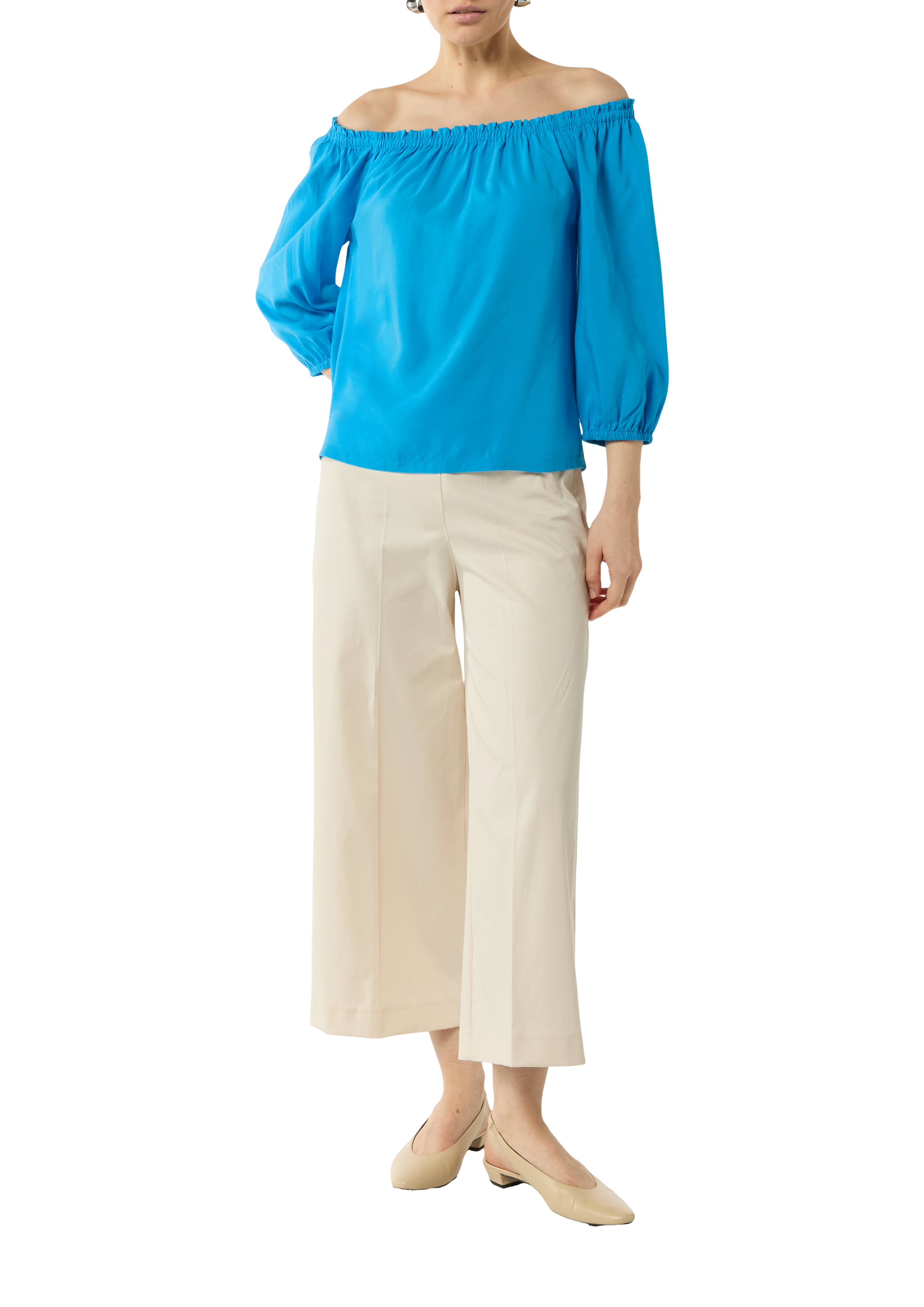 Elasticated off-the-shoulder blouse in a lyocell blend