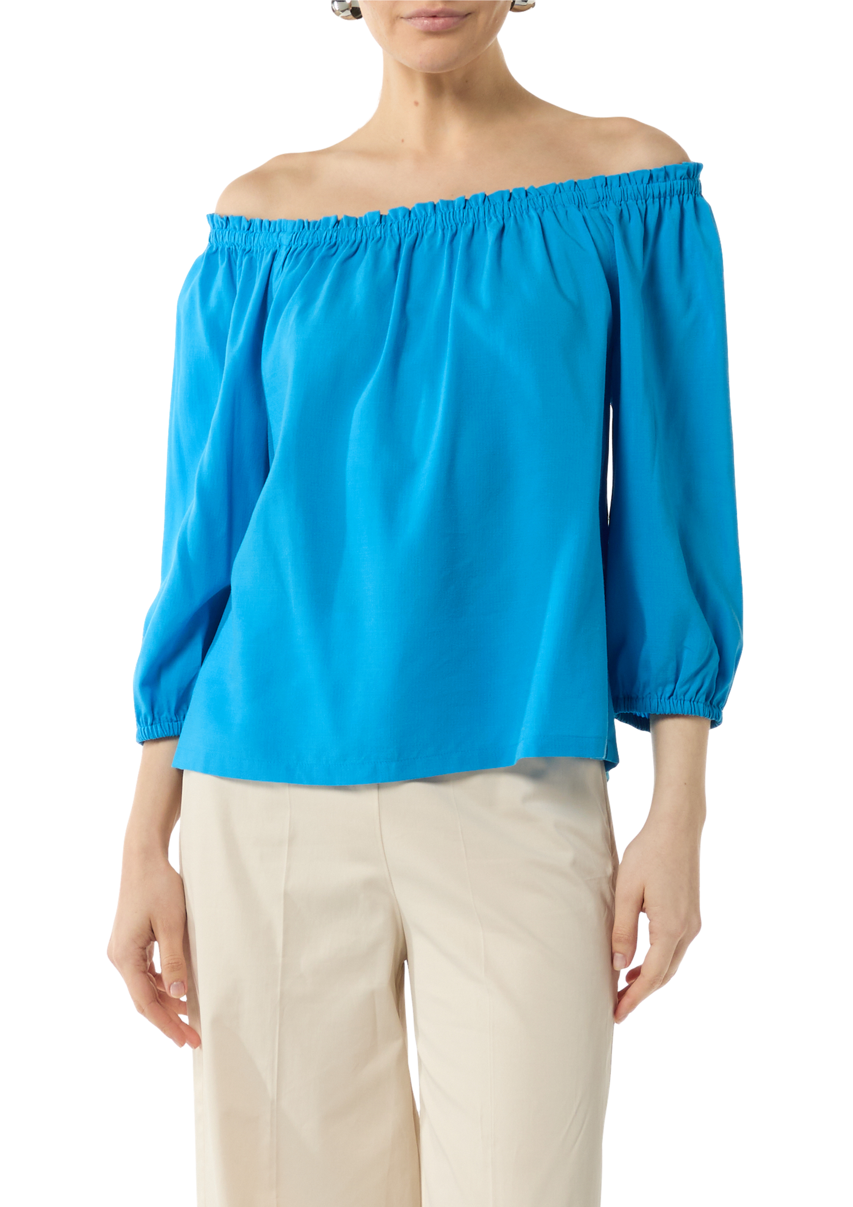 Elasticated off-the-shoulder blouse in a lyocell blend