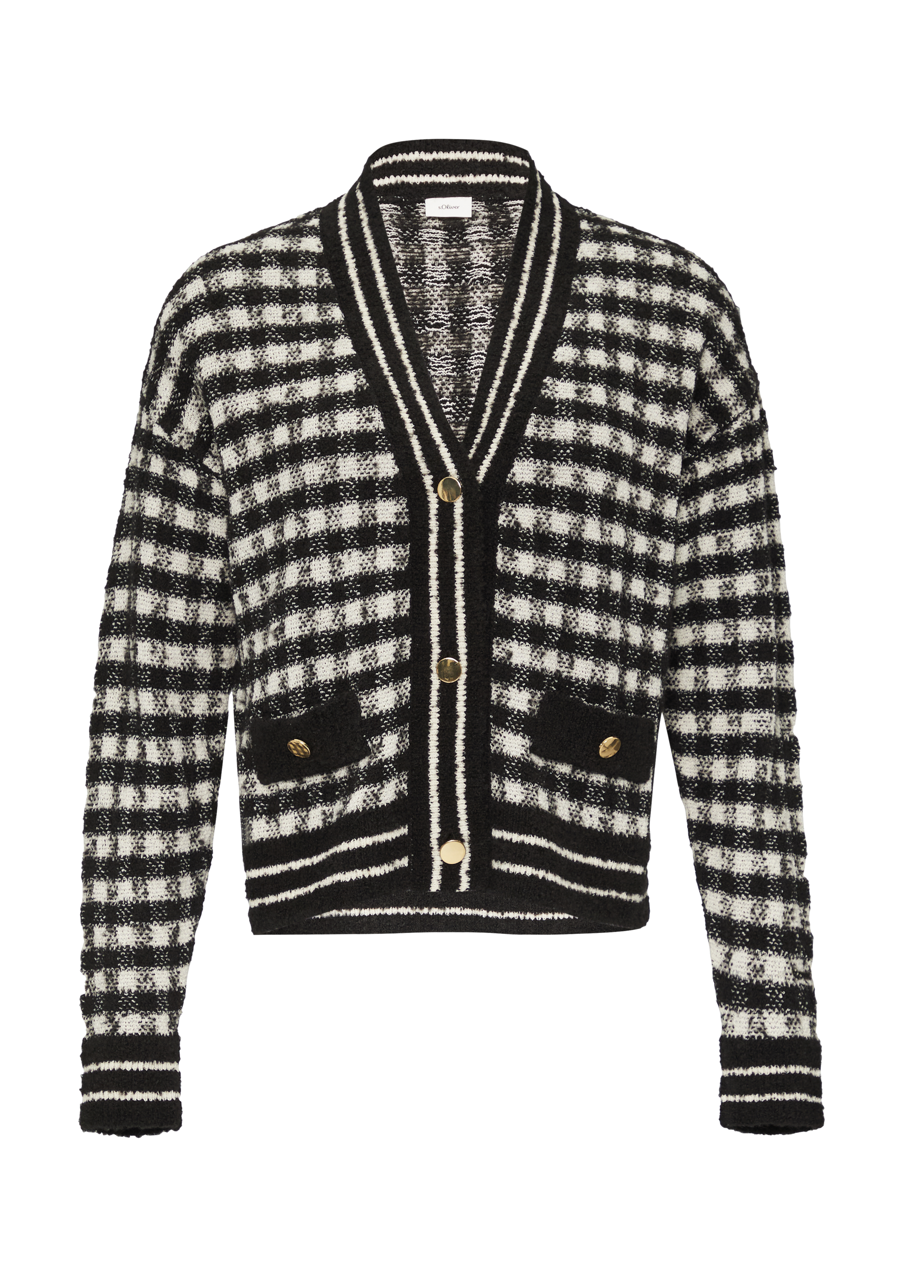 Cardigan mit Karomuster Schwarz