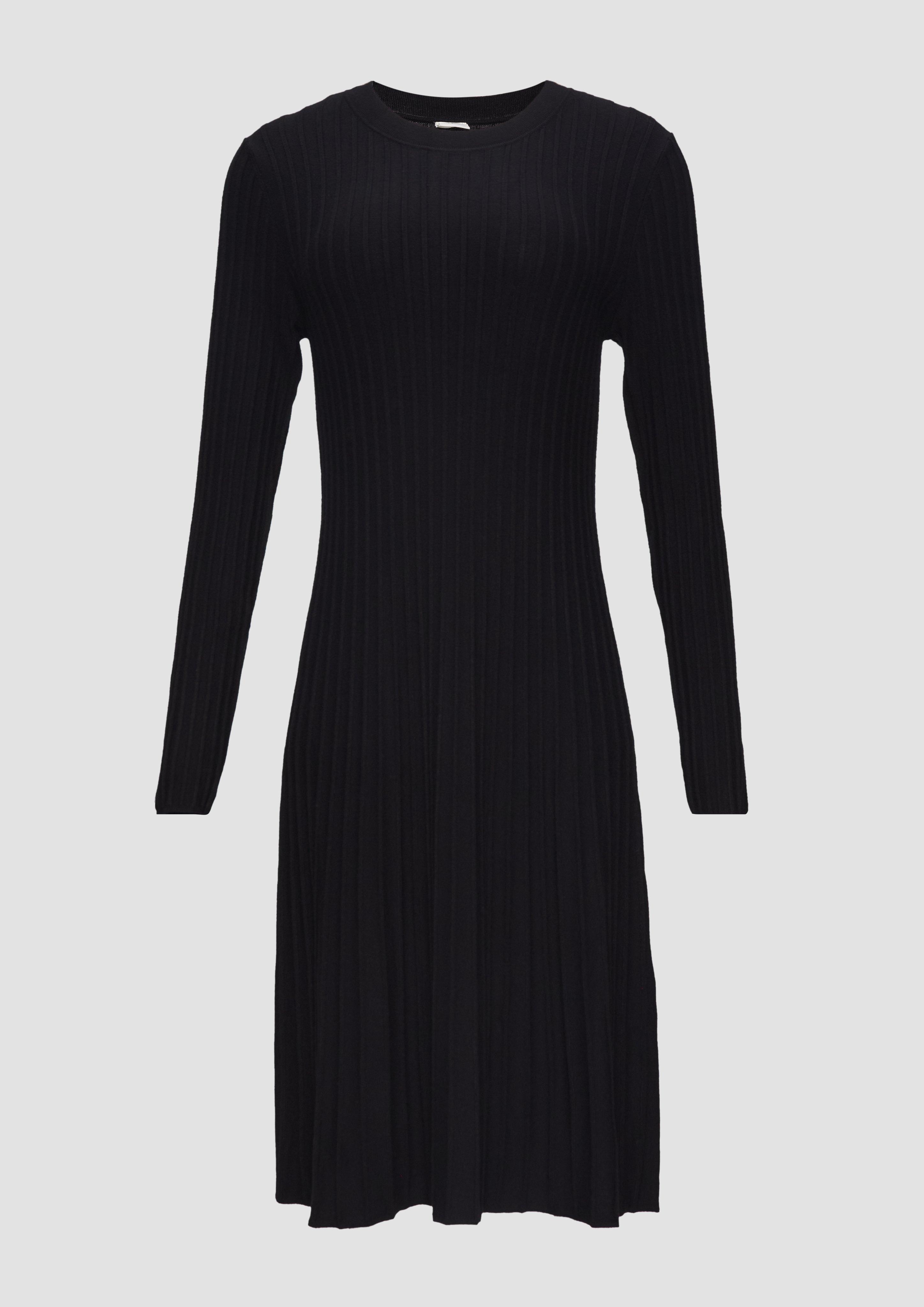 s.Oliver - Strickkleid mit Rippstruktur, Damen, schwarz