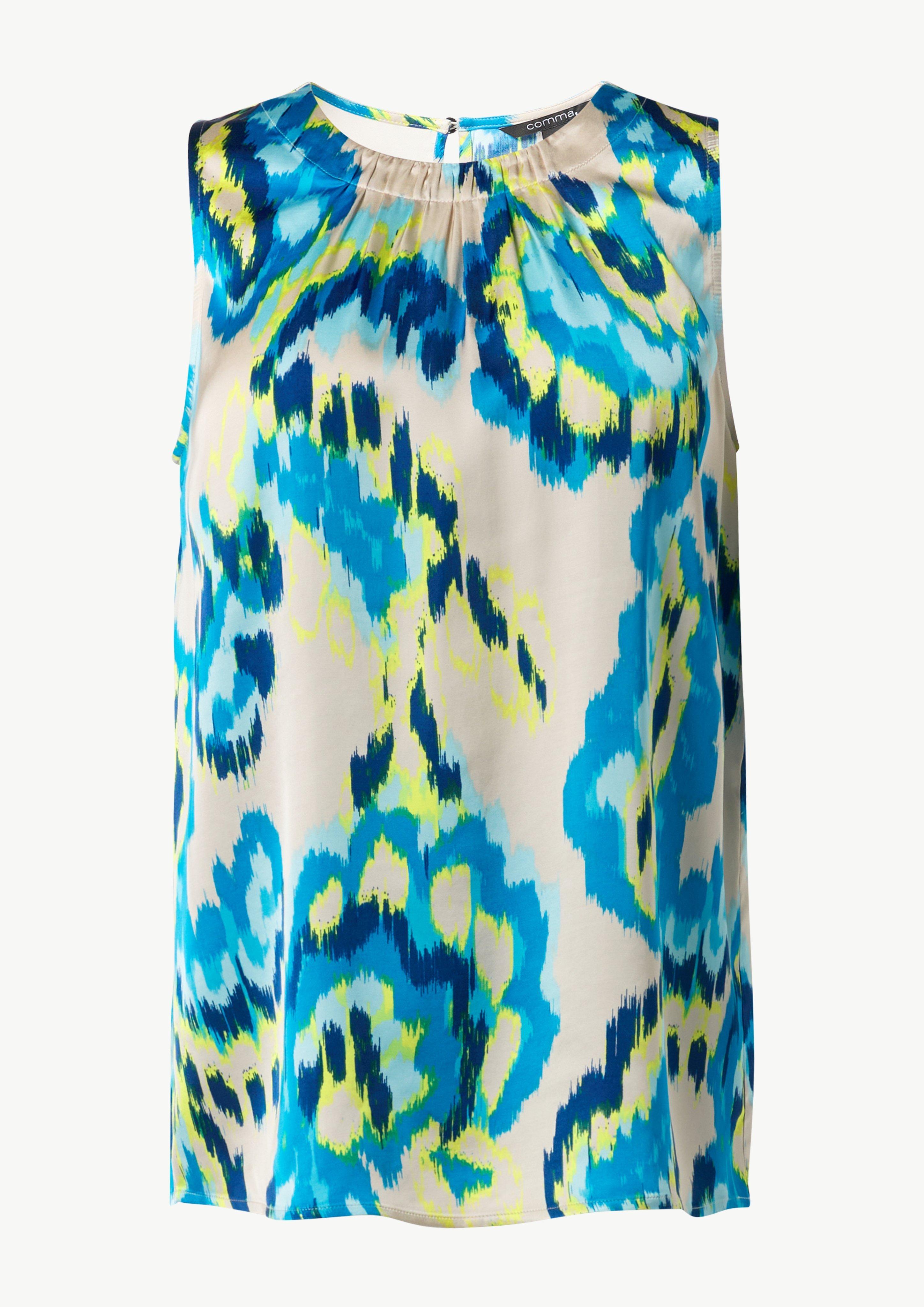 Sleeveless blouse top made of viscose - white | Comma Sleeveless blouse top made of viscose - white | Comma