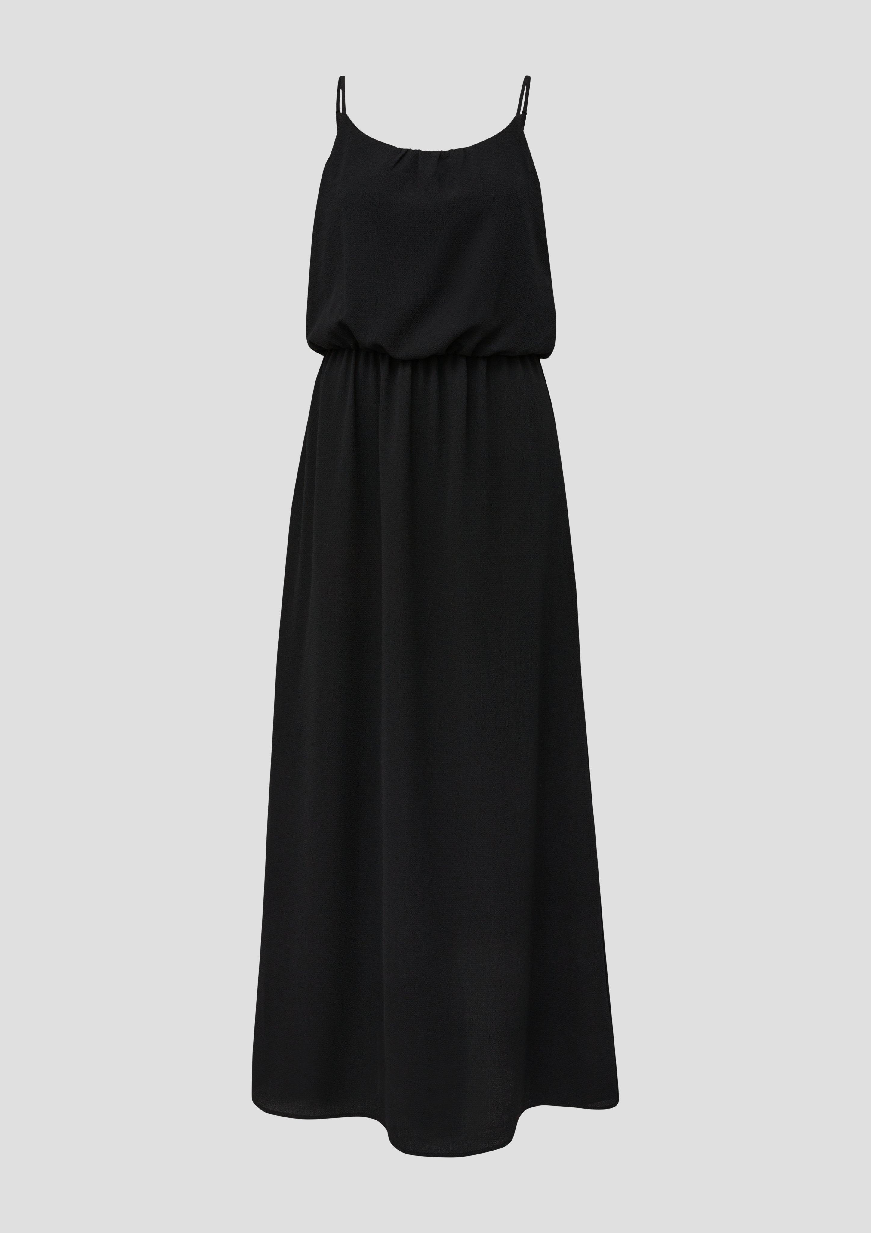 QS - Maxikleid mit Raffung und verstellbaren Trägern, Damen, schwarz