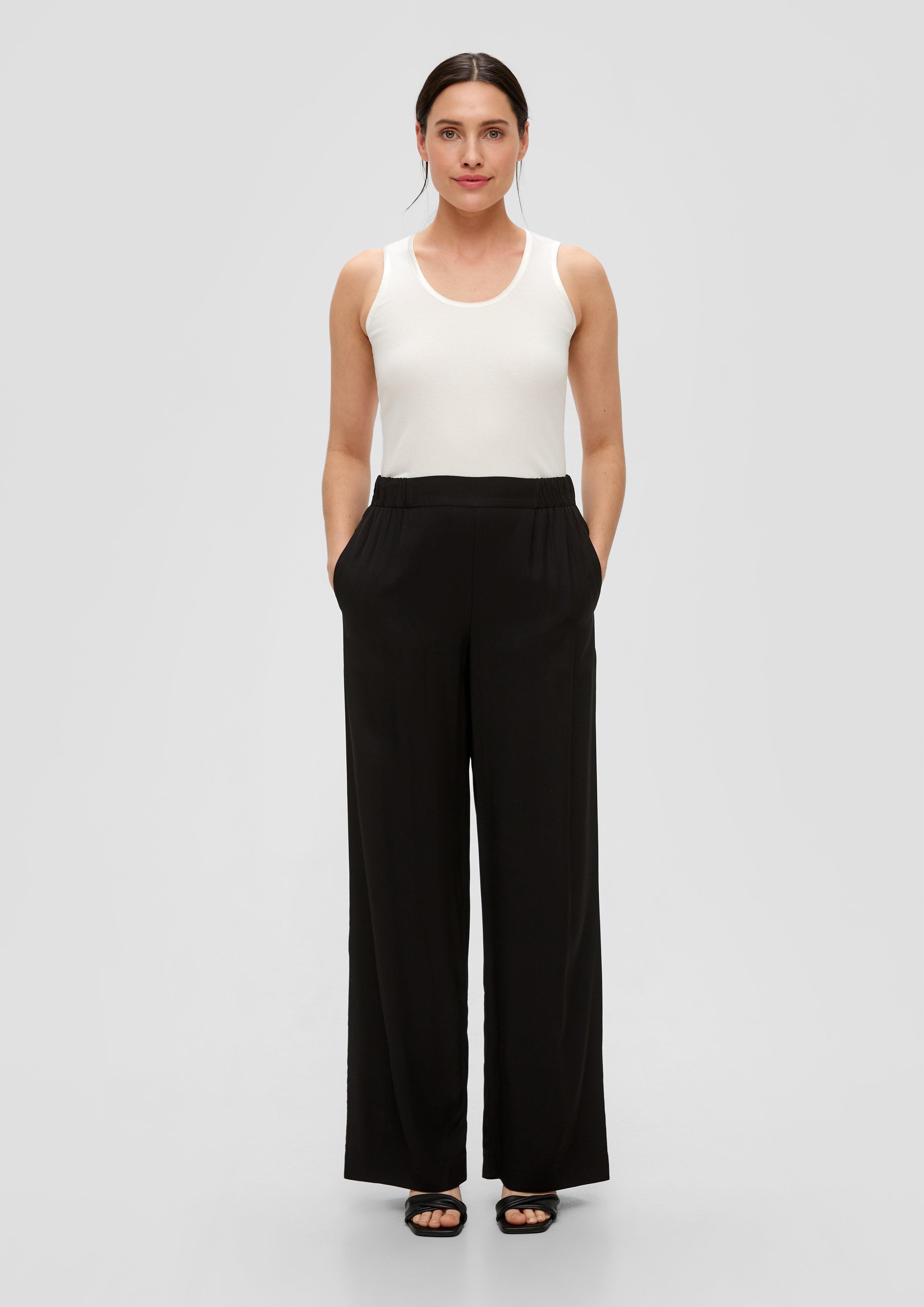 S.Oliver Wide Leg-Hose aus Viskose-Twill