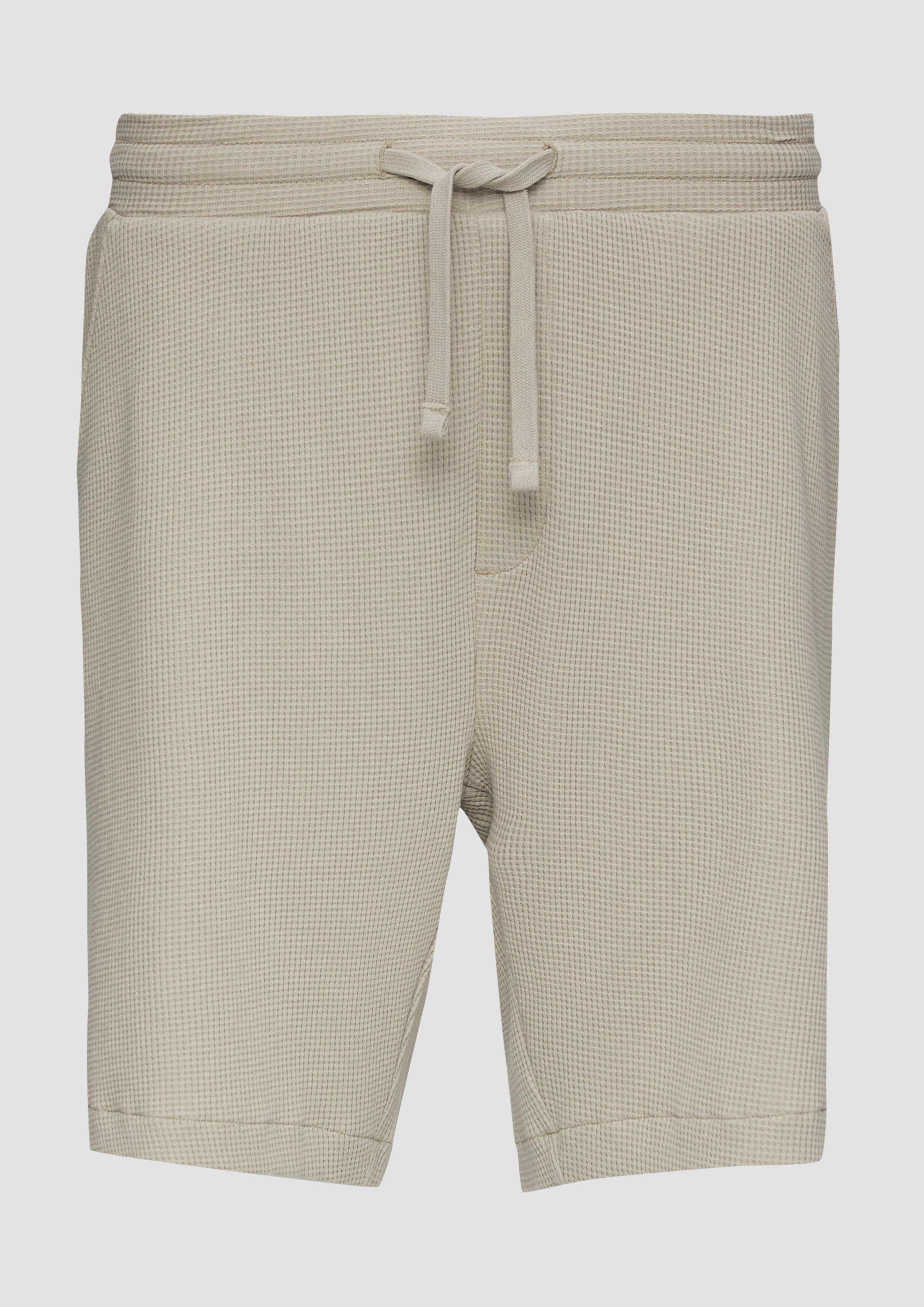 QS - Shorts aus Waffelpiqué mit Elastikbund, Herren, Beige