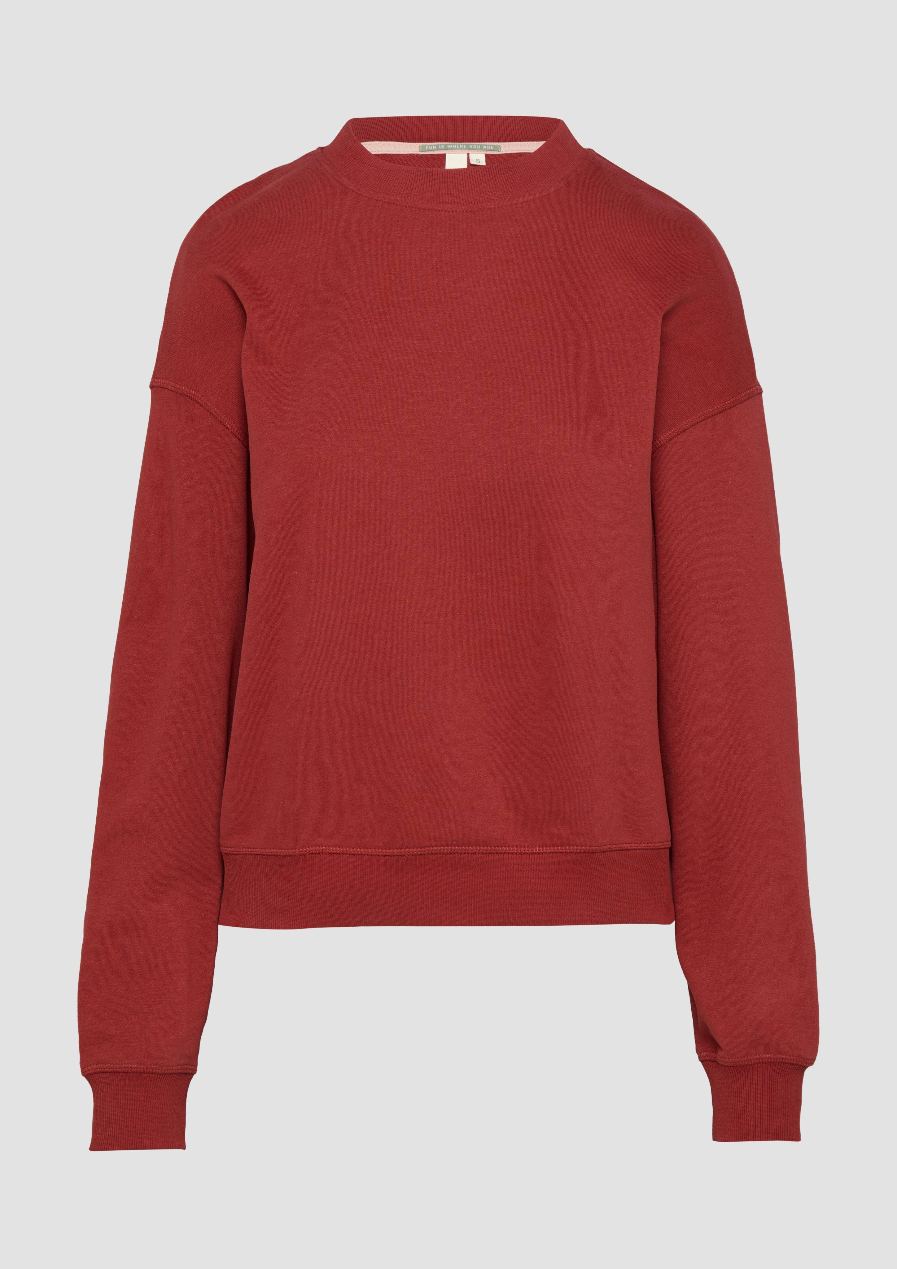 QS - Lockeres Sweatshirt mit überschnittener Schulter, Damen, rot