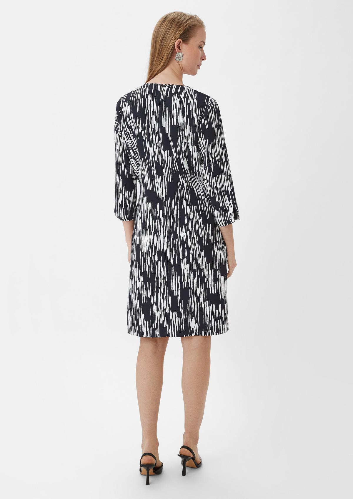 comma Patterned crêpe dress with 3/4-length sleeves