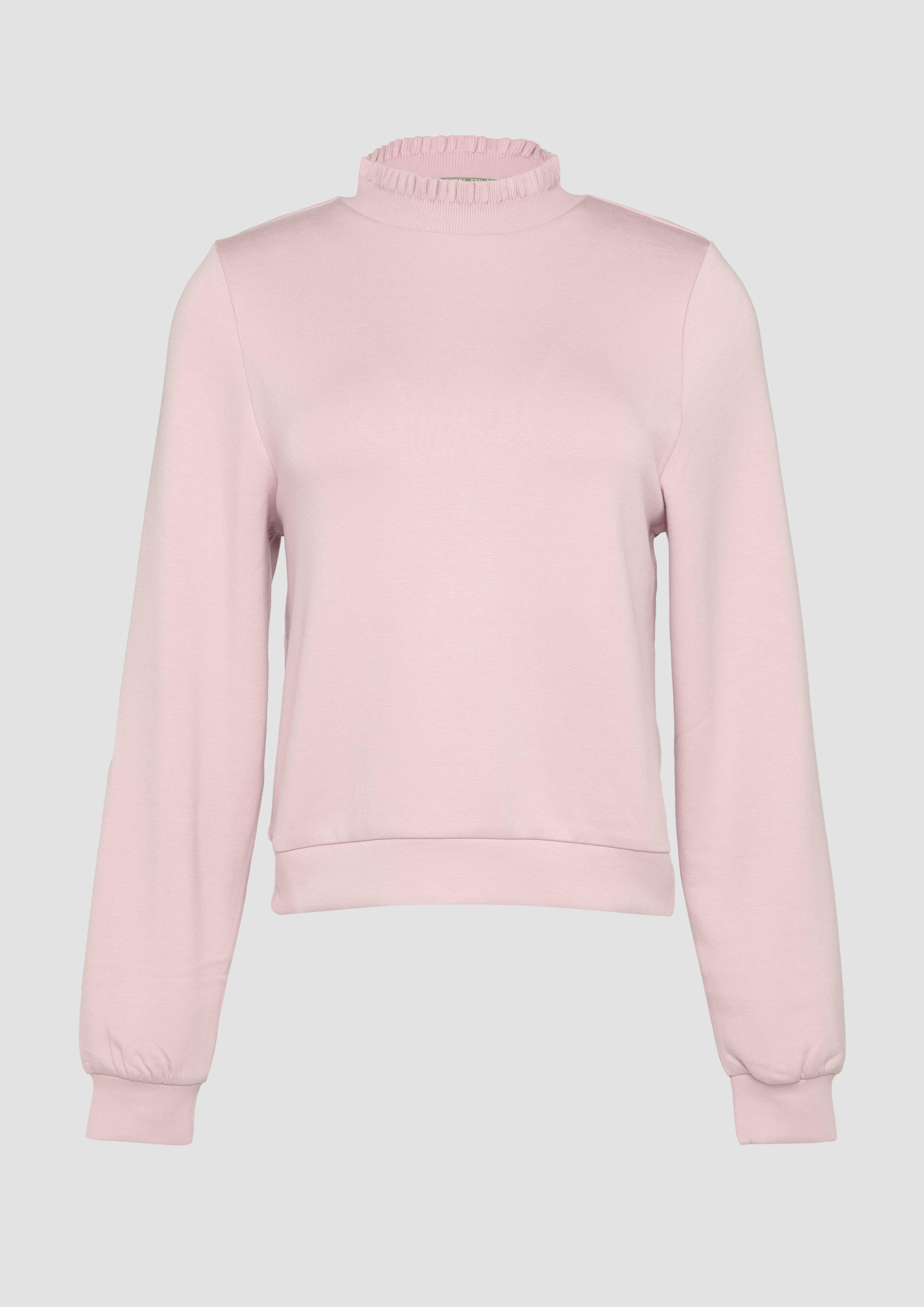 QS - Sweatshirt mit Strickkragen aus Viskosemix, Damen, Rosa