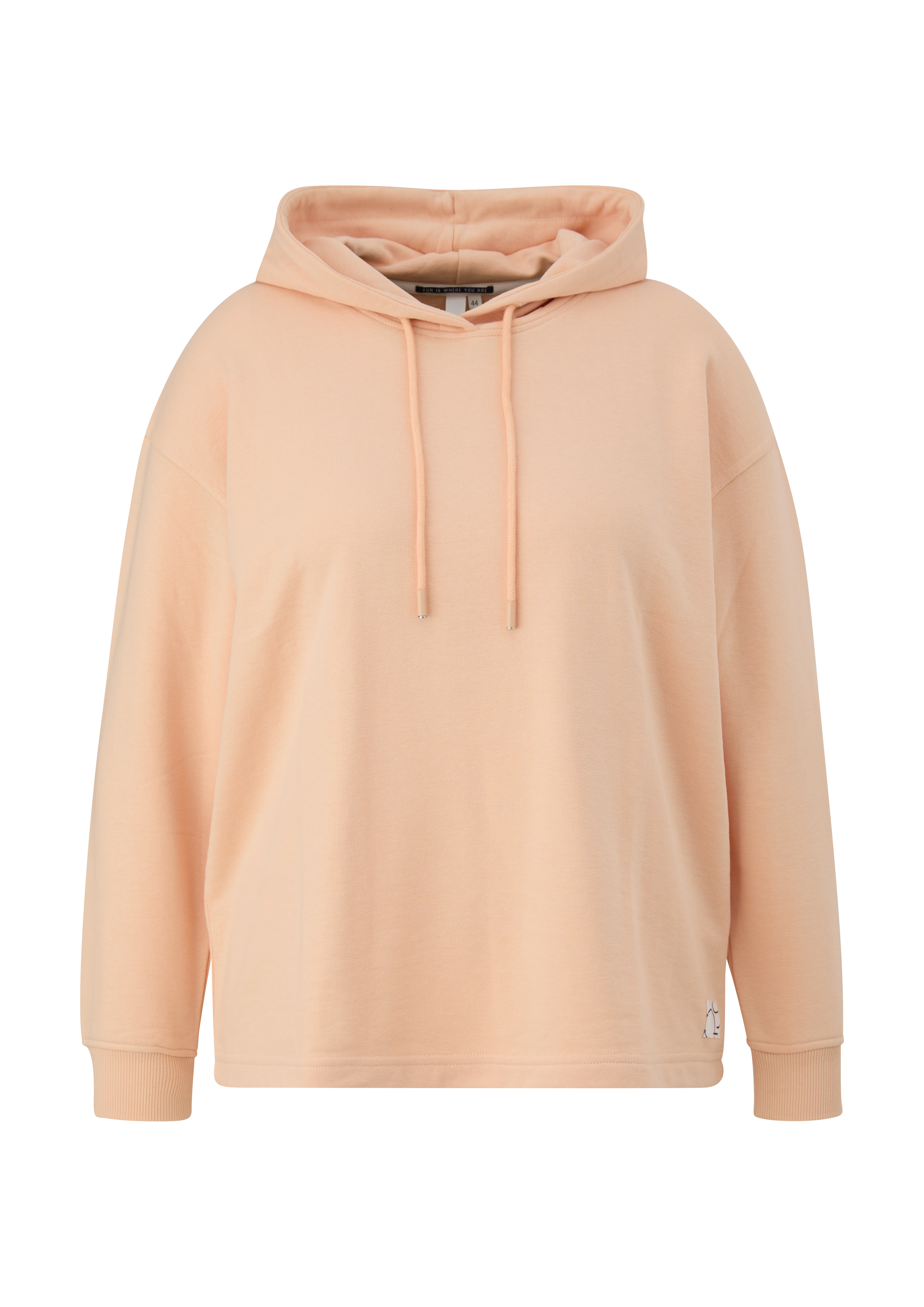 QS - Kapuzensweatshirt mit überschnittener Schulter, Damen, Orange