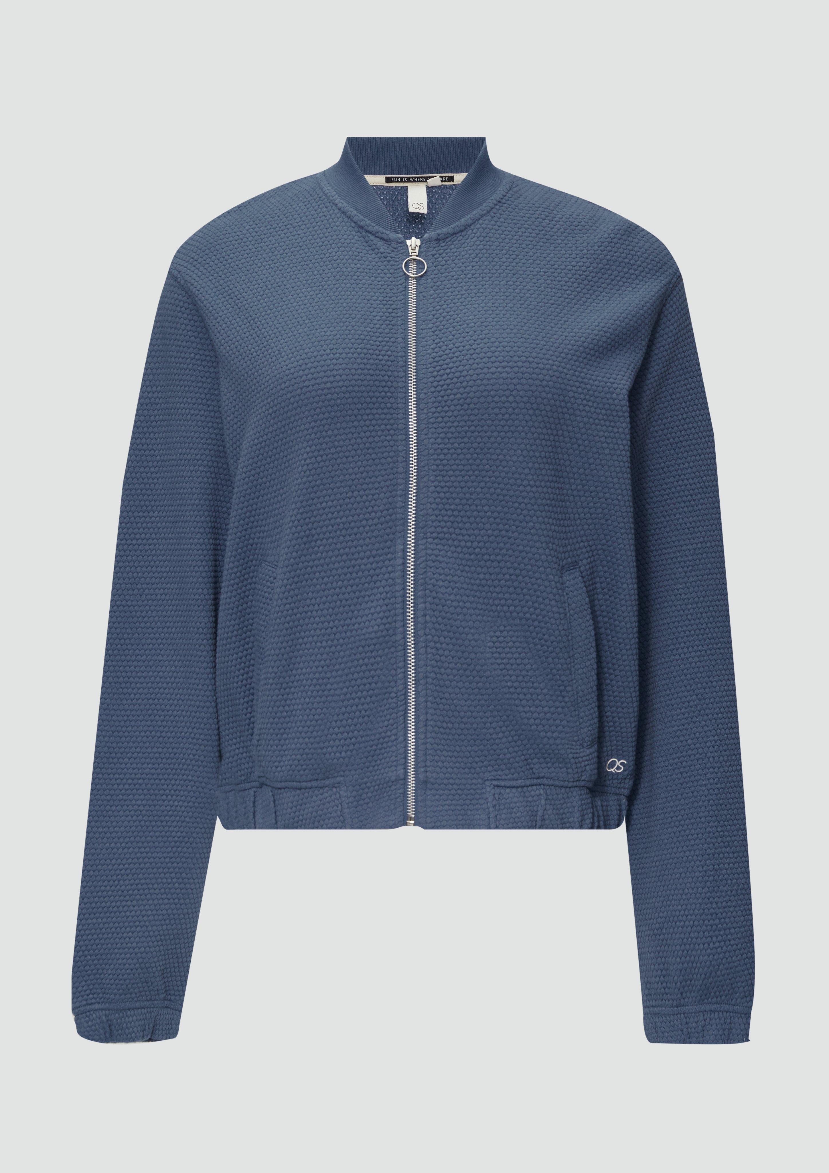QS - Strukturierter Sweat-Blouson aus Baumwollmix, Damen, blau