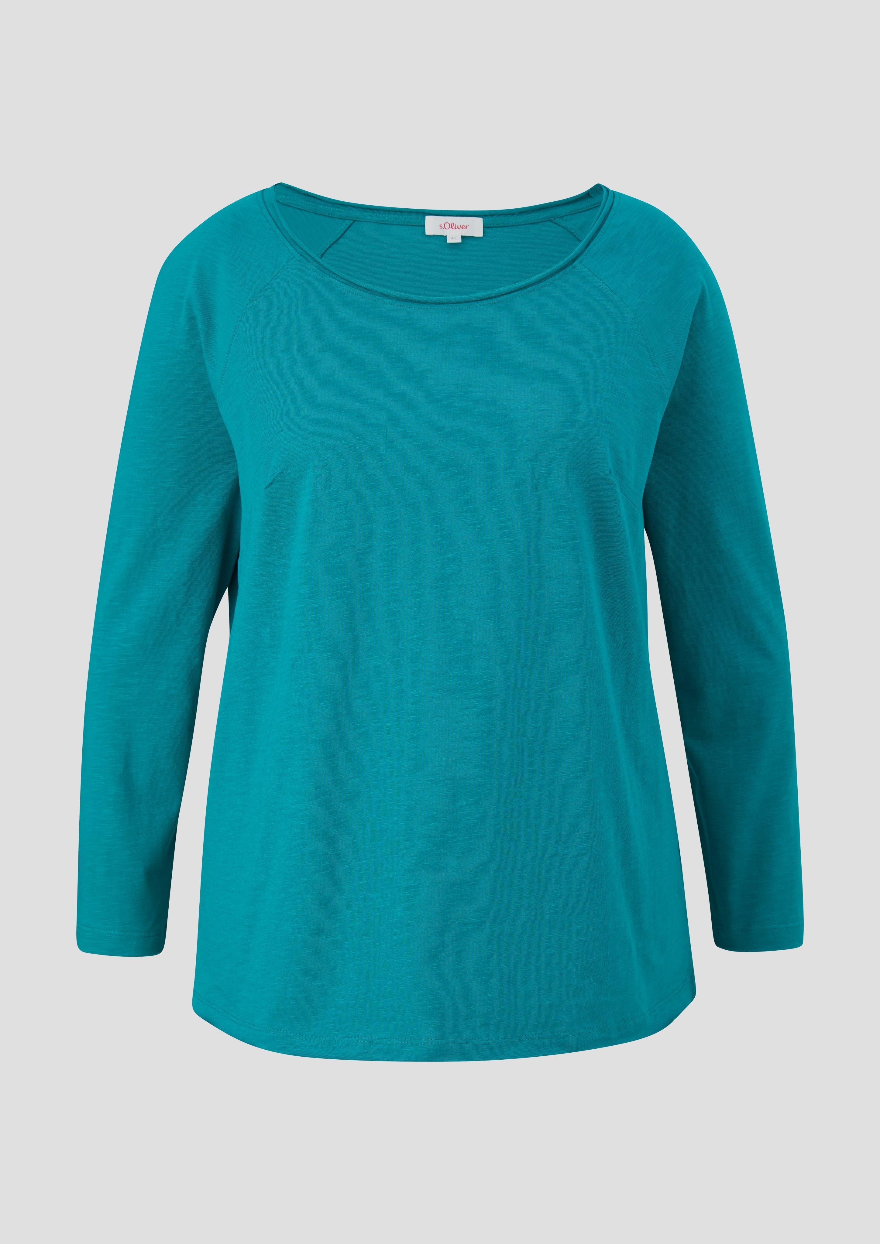 s.Oliver - Longsleeve mit Flammgarn-Struktur, Damen, Blau