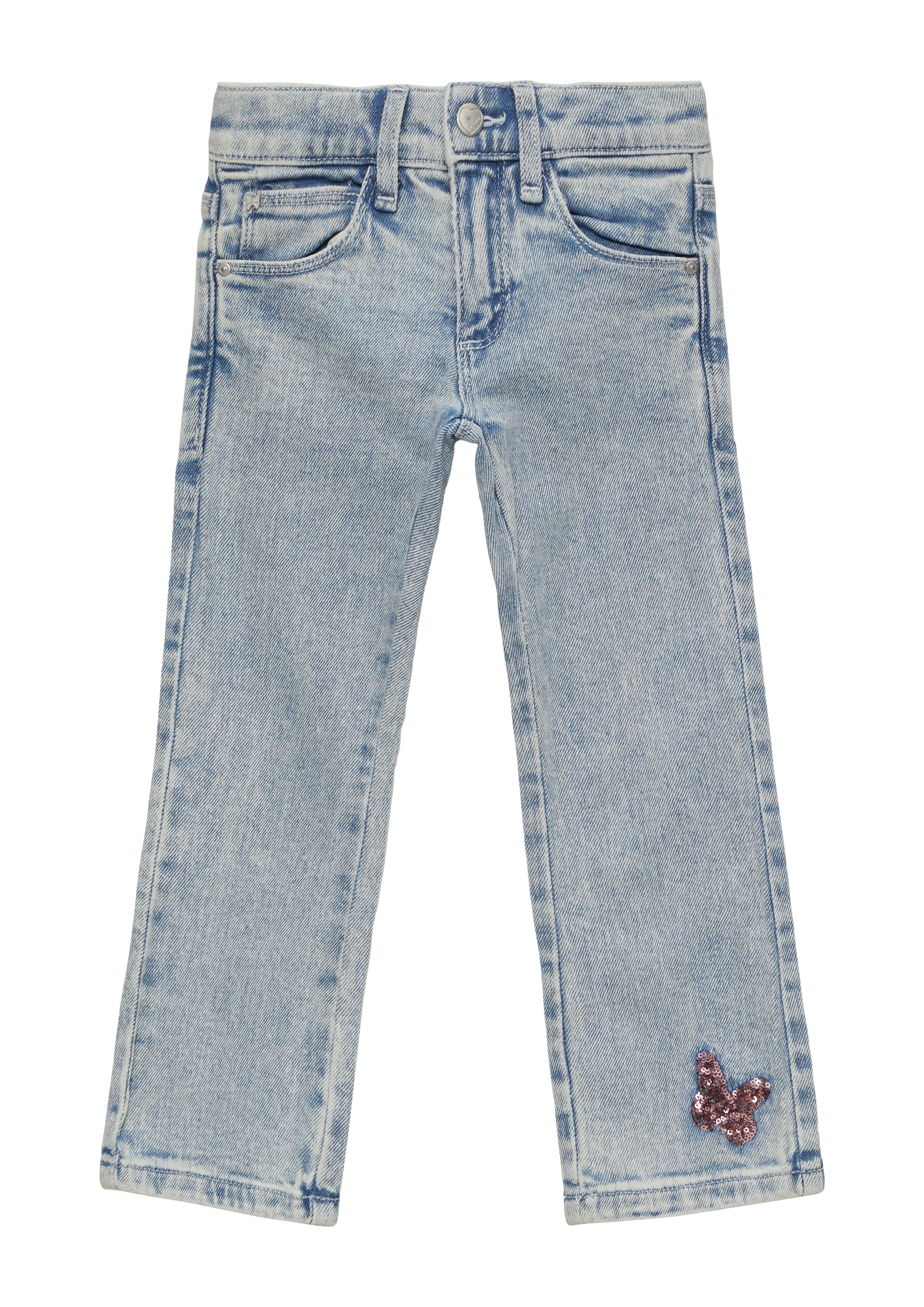 s.Oliver - Jeans Betsy / Regular Fit / Mid Rise / Flared Leg / mit Paillettendetail, Kinder, blau