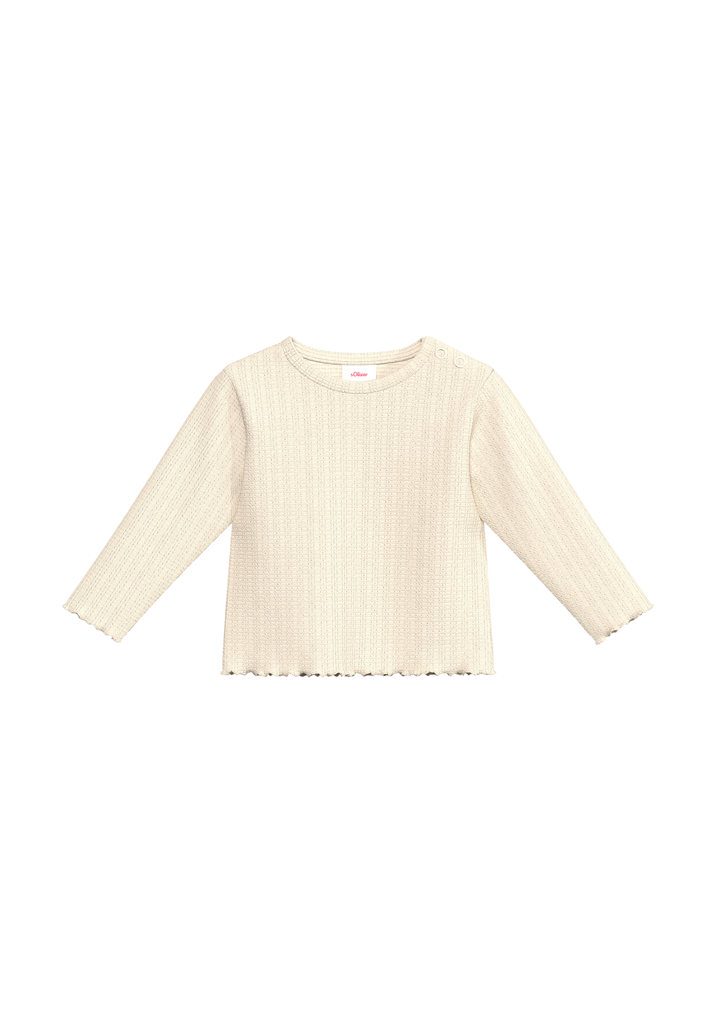 s.Oliver - Longsleeve mit Ajourmuster und Rollsaum, Babys, Beige