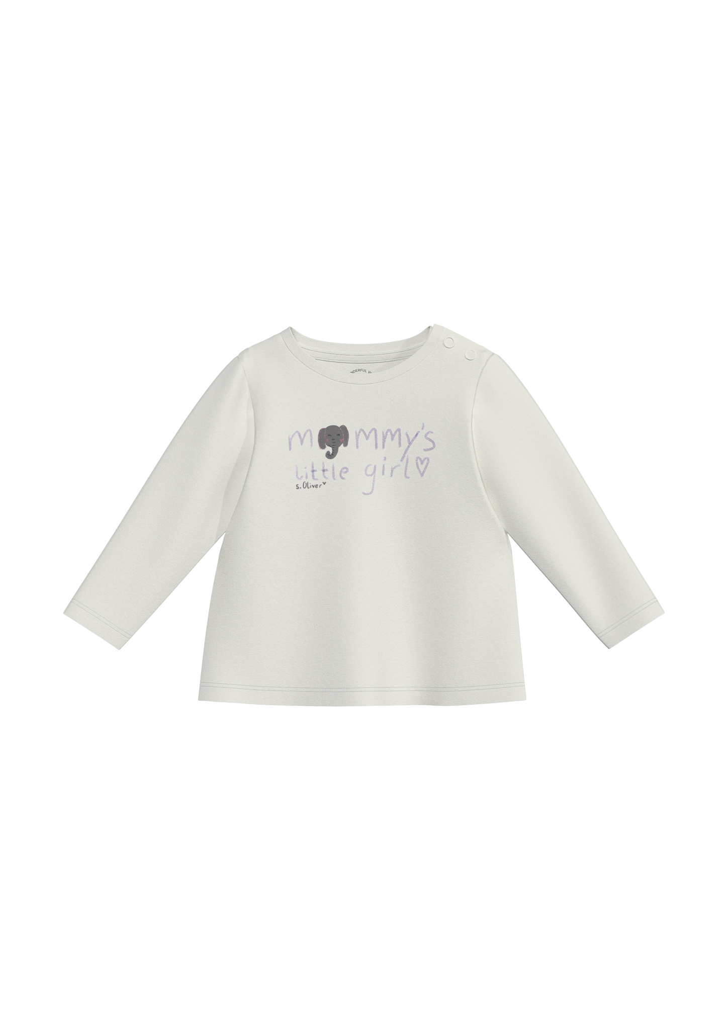 s.Oliver - Ausgestelltes Longsleeve mit Glitzer-Print, Babys, creme|weiß