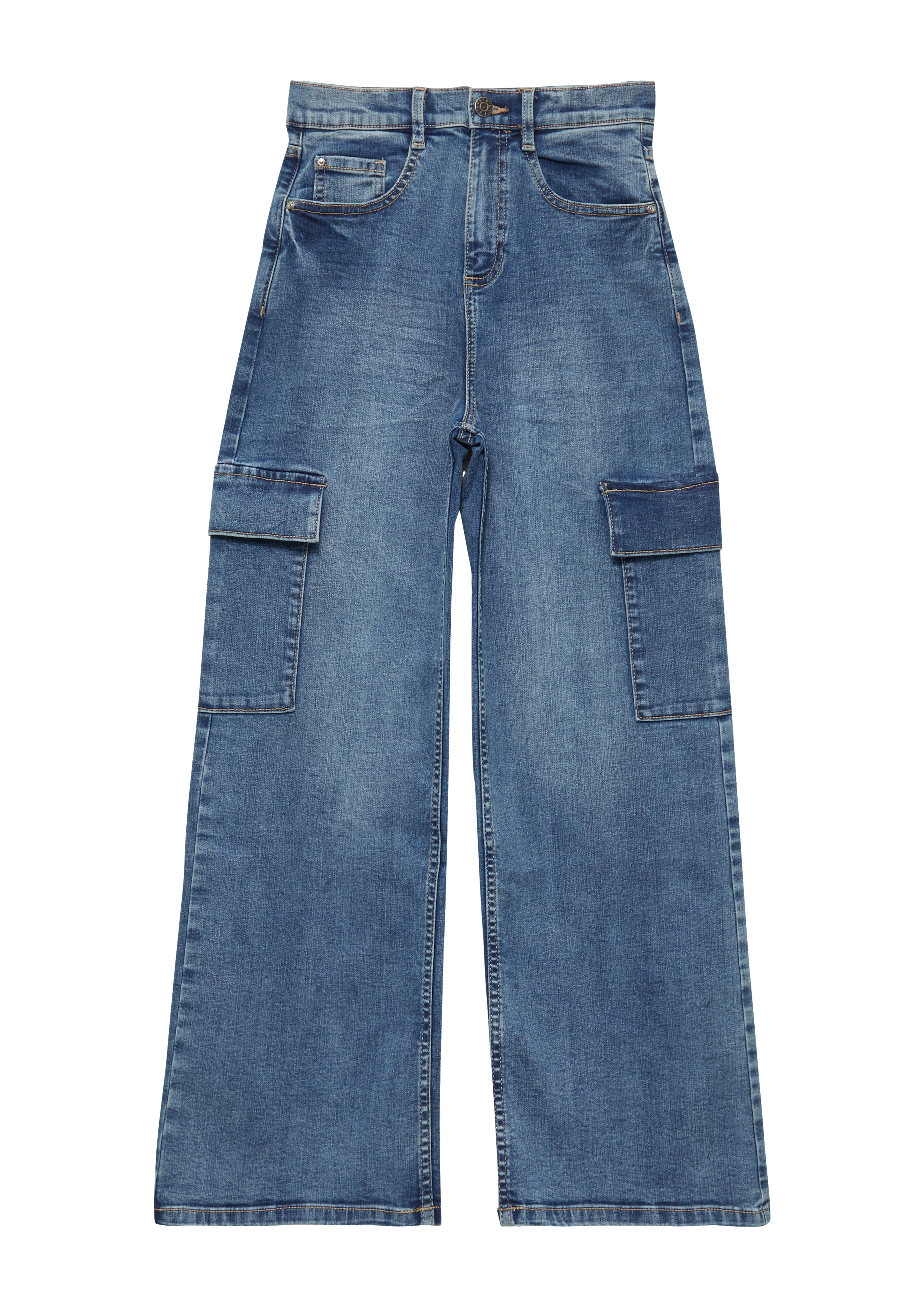 s.Oliver - Jeans / Regular Fit / High Rise / Wide Leg / Cargotaschen, Mädchen, blau