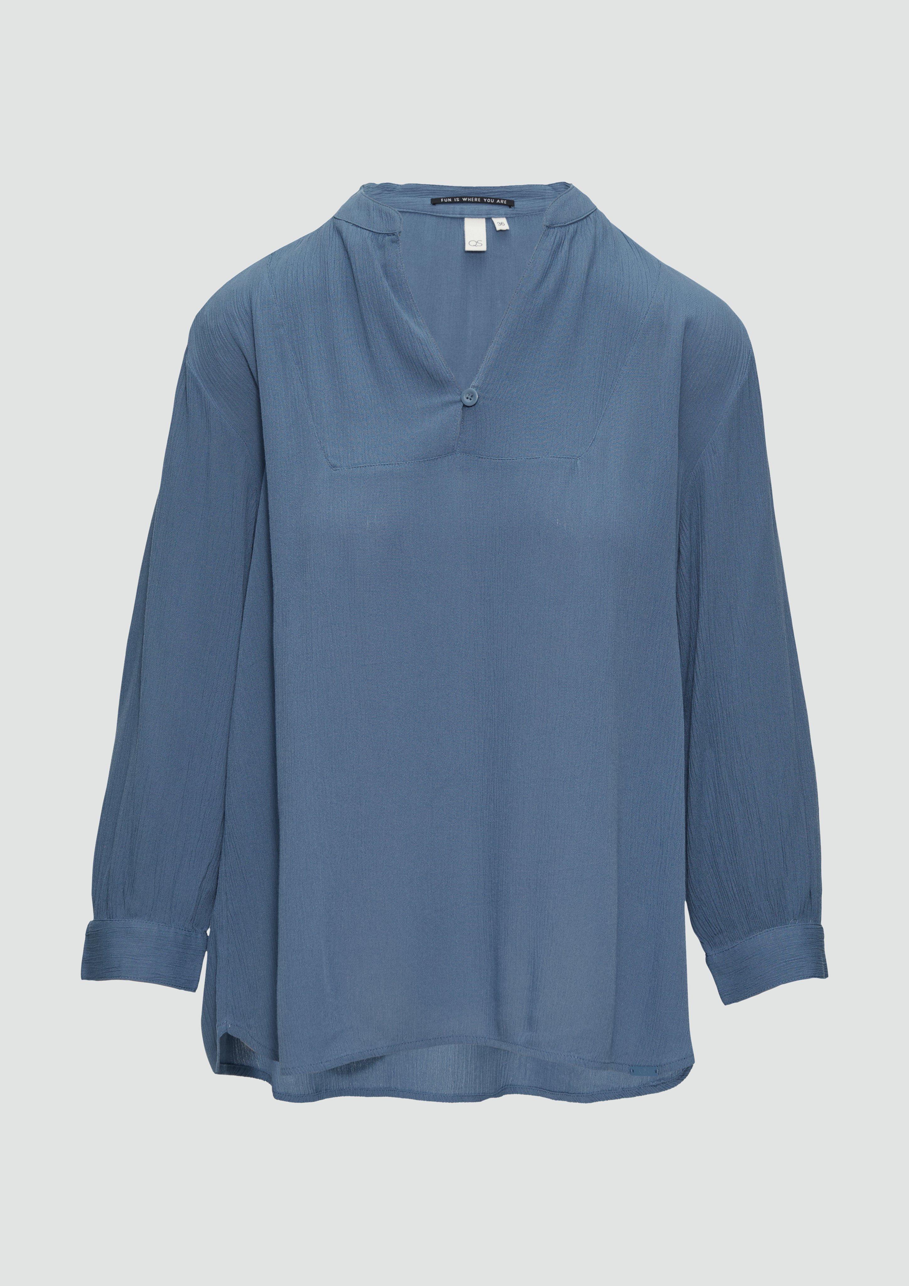 QS - Viskose-Bluse mit 3/4-Arm, Damen, blau