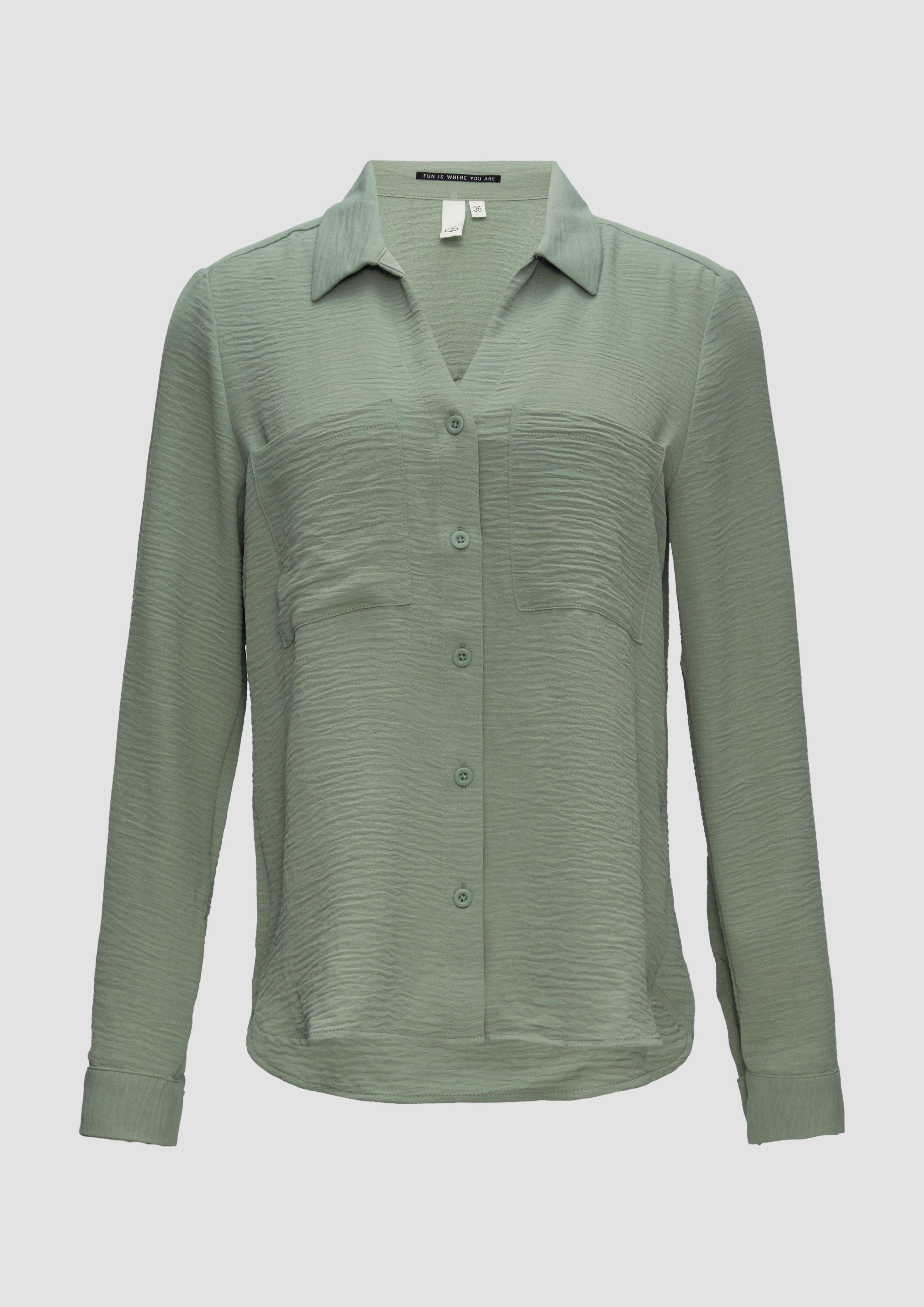 Thumbnail - QS - Crêpe-Bluse mit Brusttaschen, Damen, grün
