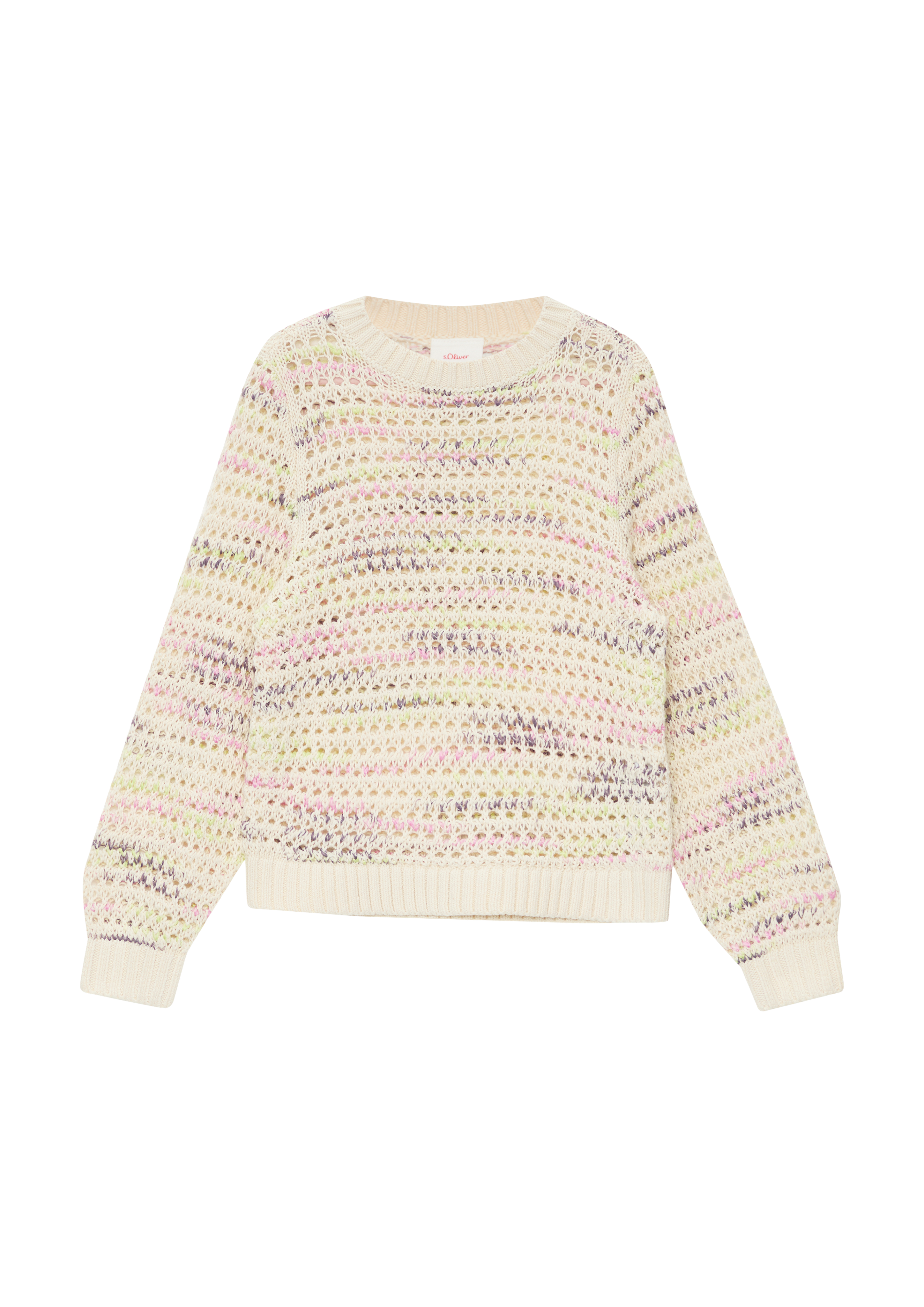 s.Oliver - Lochstrickpullover aus Baumwollmix, Kinder, beige|mehrfarbig