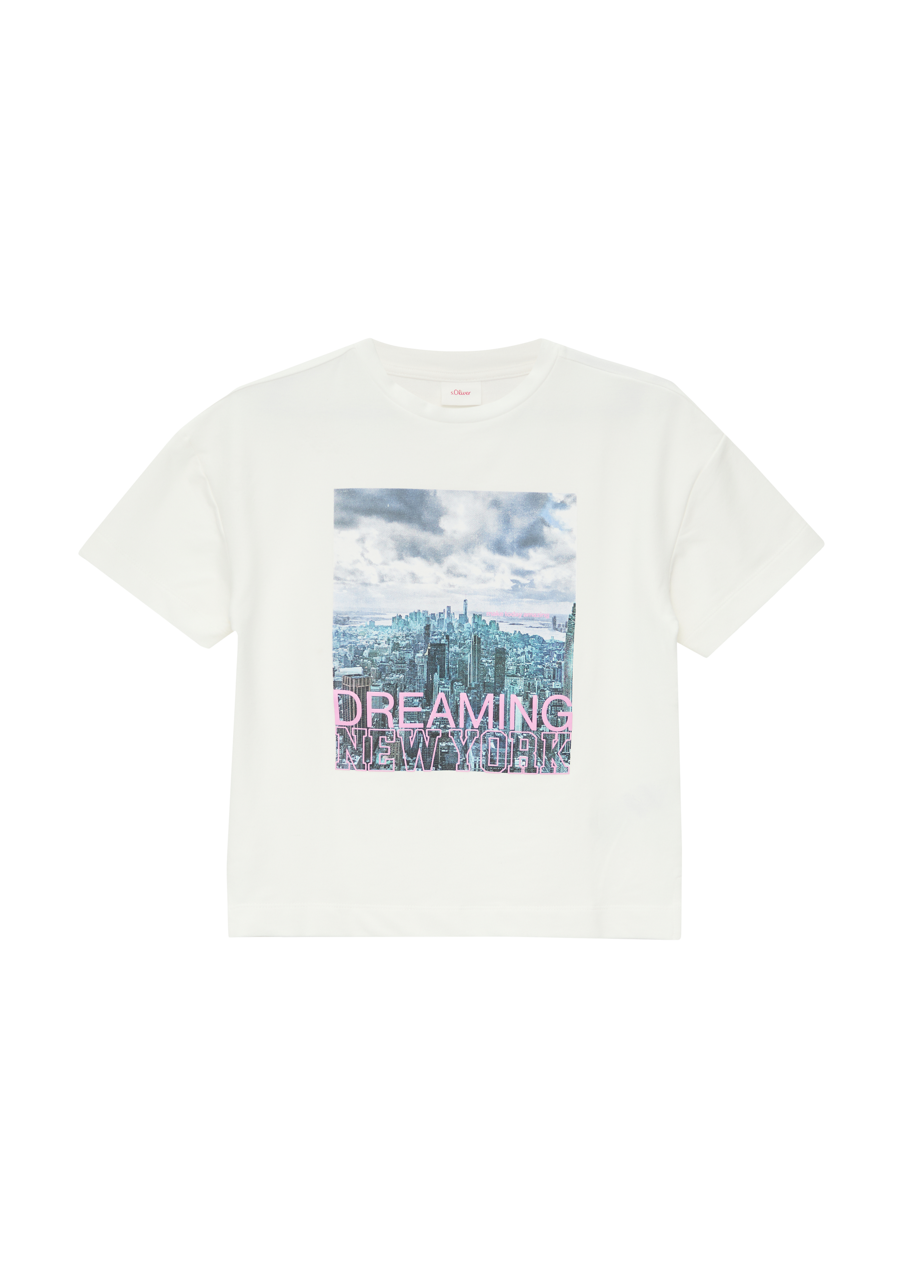 Thumbnail - s.Oliver - Sweat-T-Shirt in Oversized mit seitlich geschlitztem Saum, Mädchen, creme|weiß