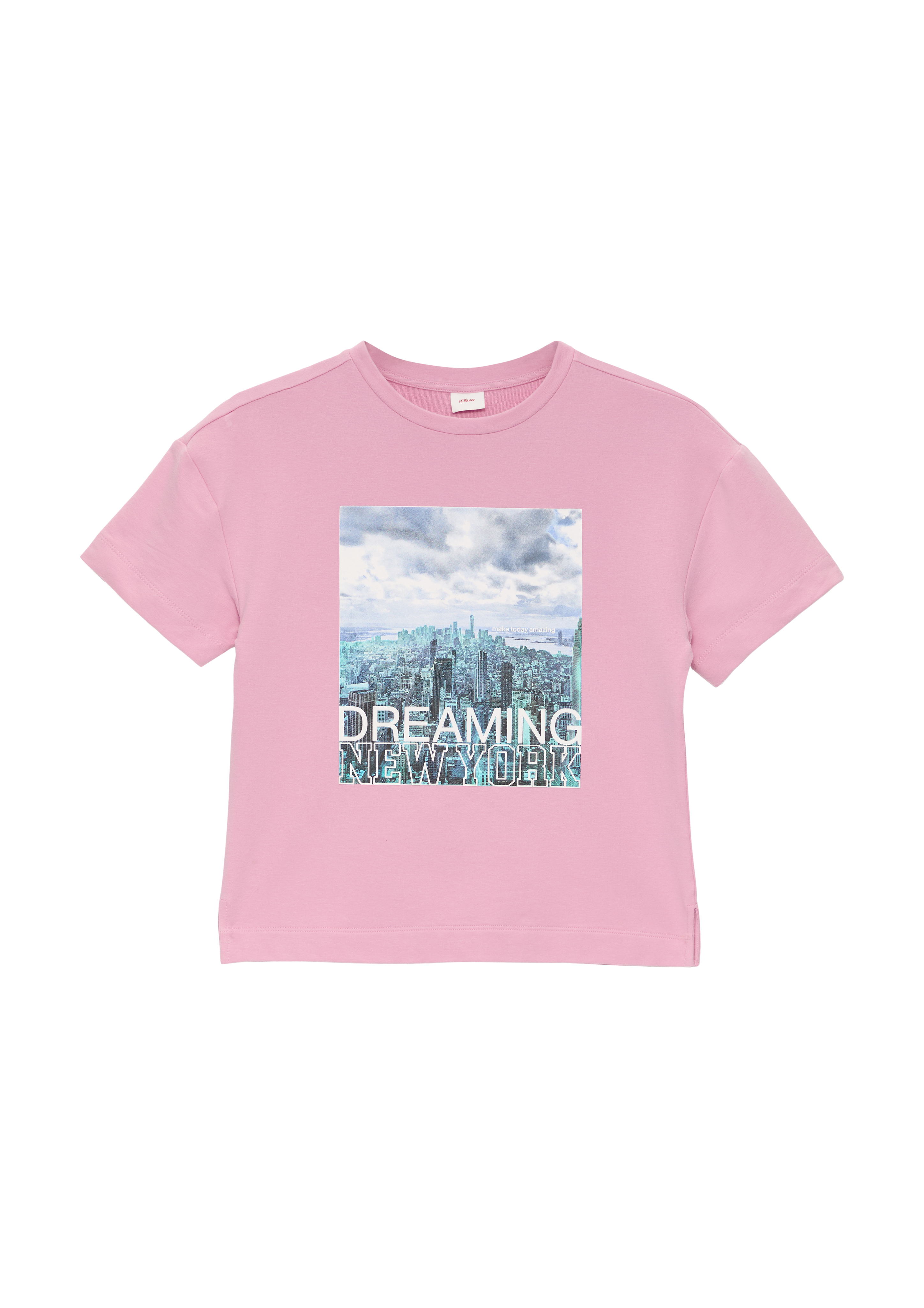 s.Oliver - Sweat-T-Shirt in Oversized mit seitlich geschlitztem Saum, Mädchen, Rosa