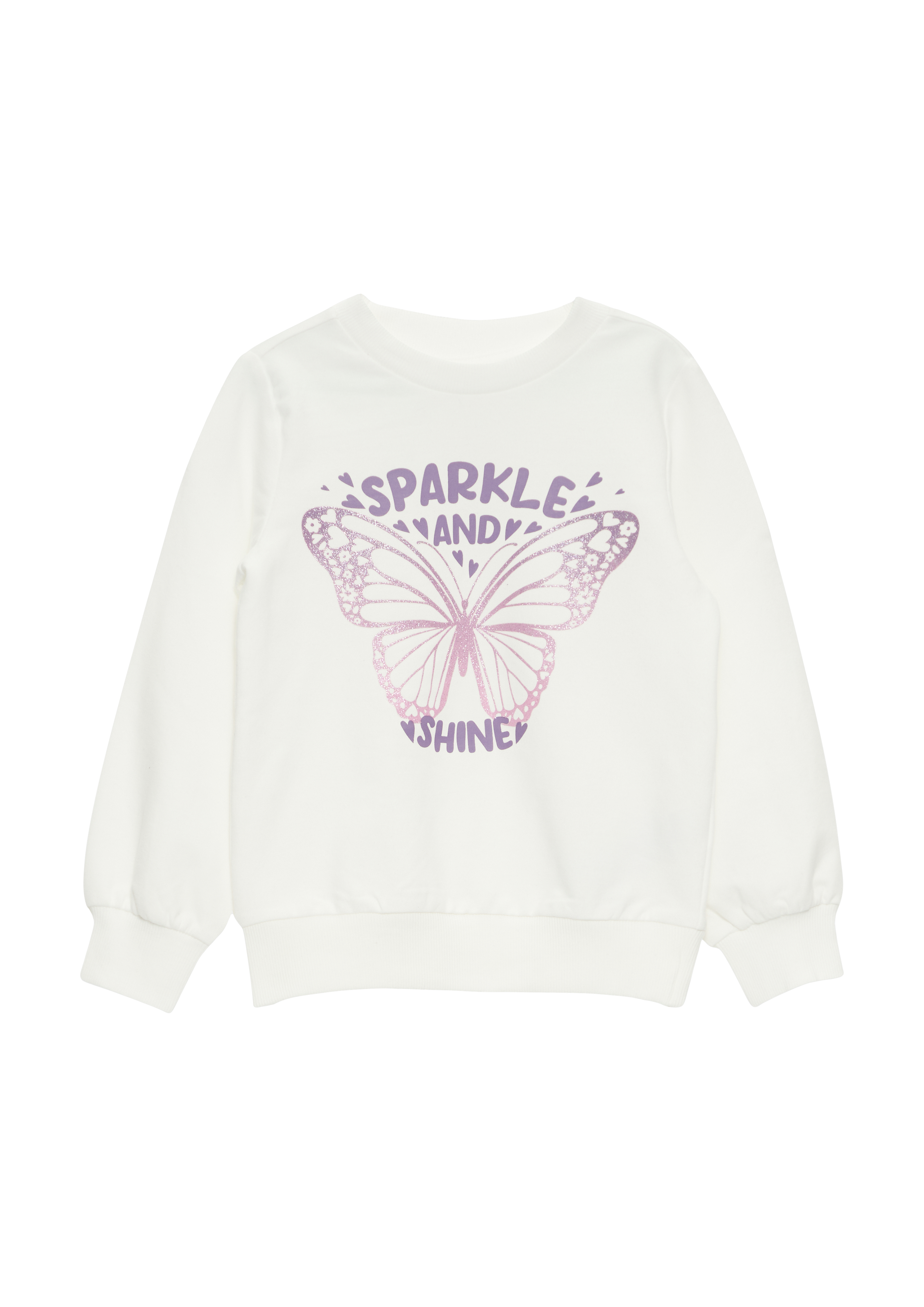 s.Oliver - Sweatshirt mit Glitzerprint, Kinder, creme