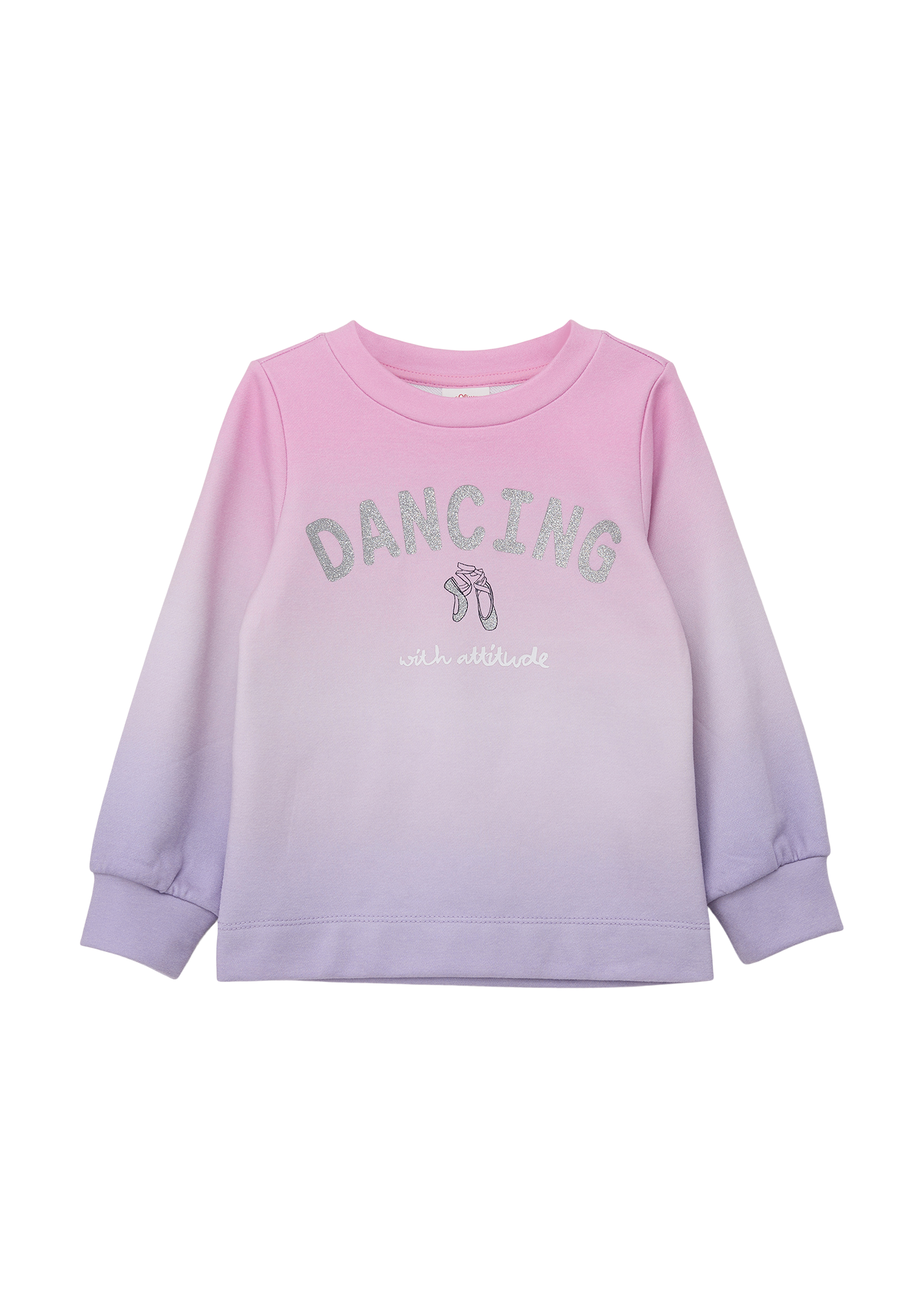 s.Oliver - Sweatshirt mit Farbverlauf und Glitzerprint, Kinder, creme|weiß