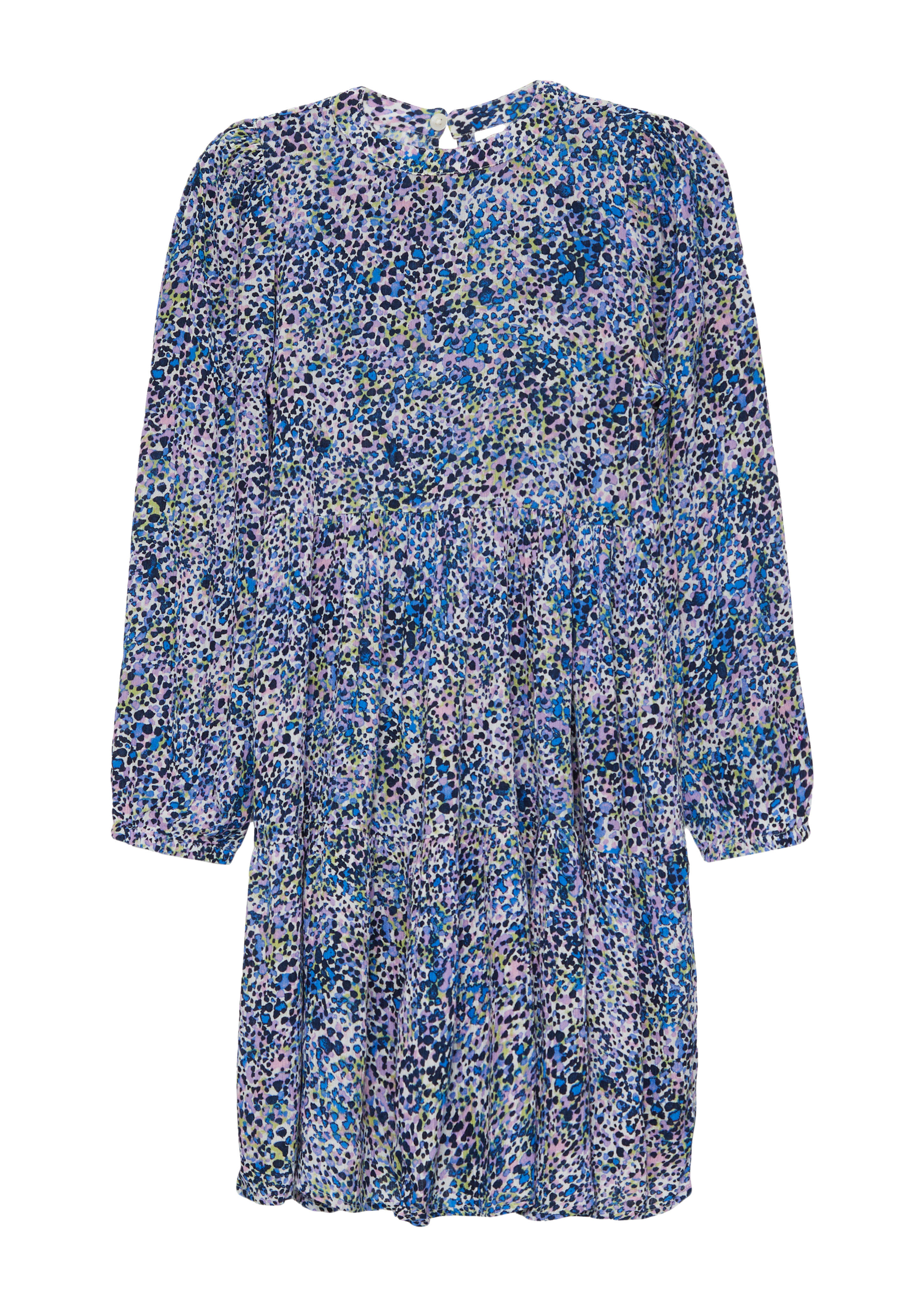 s.Oliver - Kleid mit All-over-Print und Crinkle-Struktur, Mädchen, creme|mehrfarbig