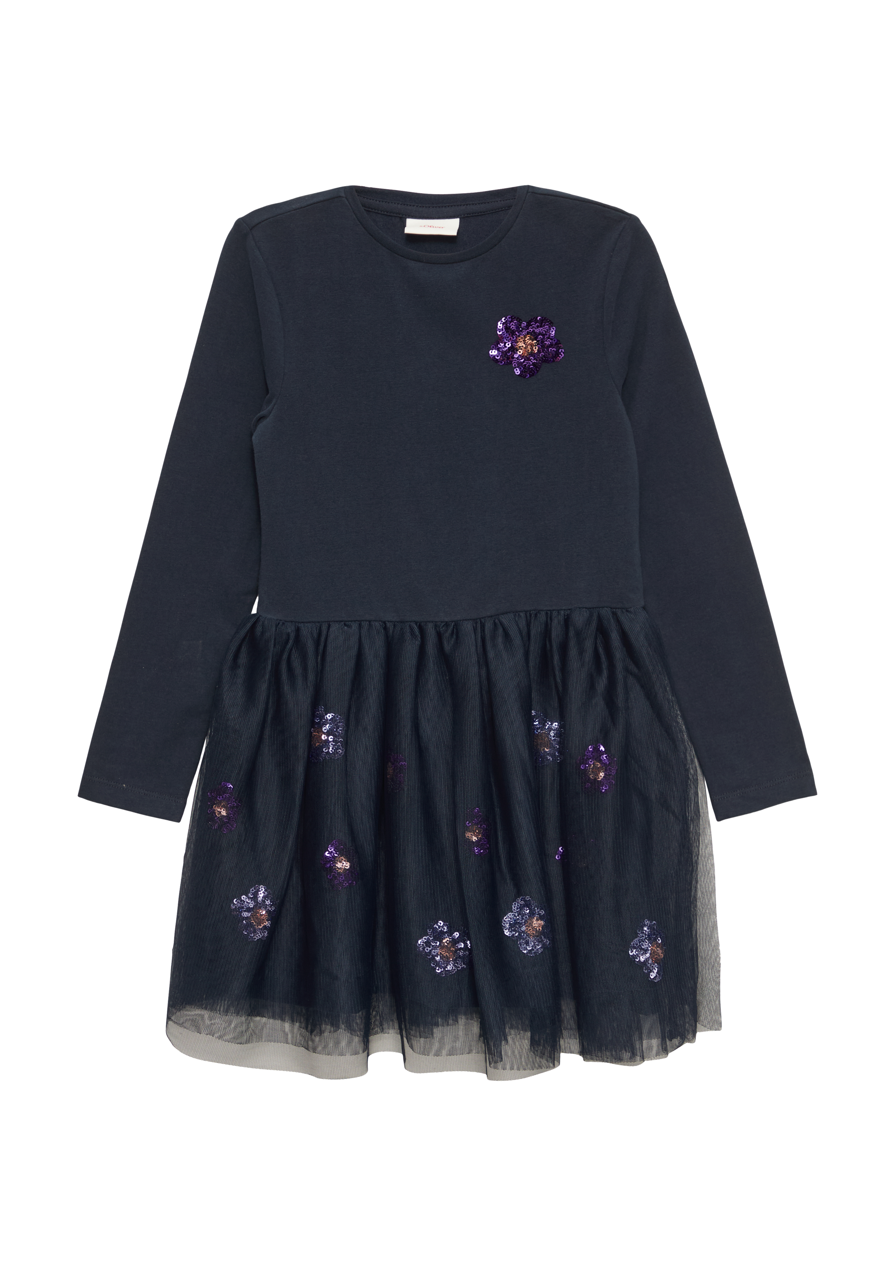 s.Oliver - Jerseykleid mit Tüll und Pailletten, Kinder, blau