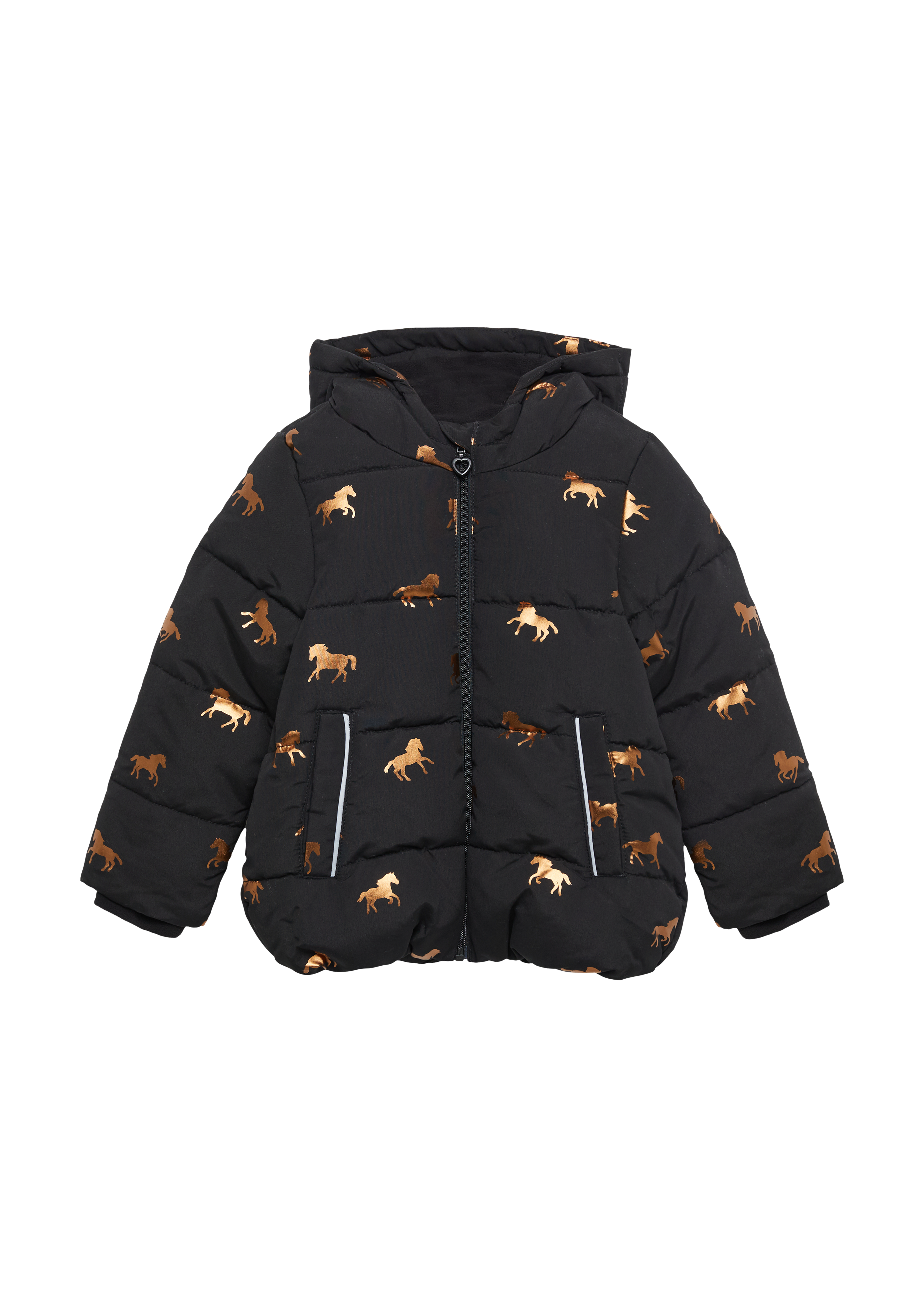 s.Oliver - Steppjacke mit schimmerndem Print und Fleecefutter, Kinder, schwarz