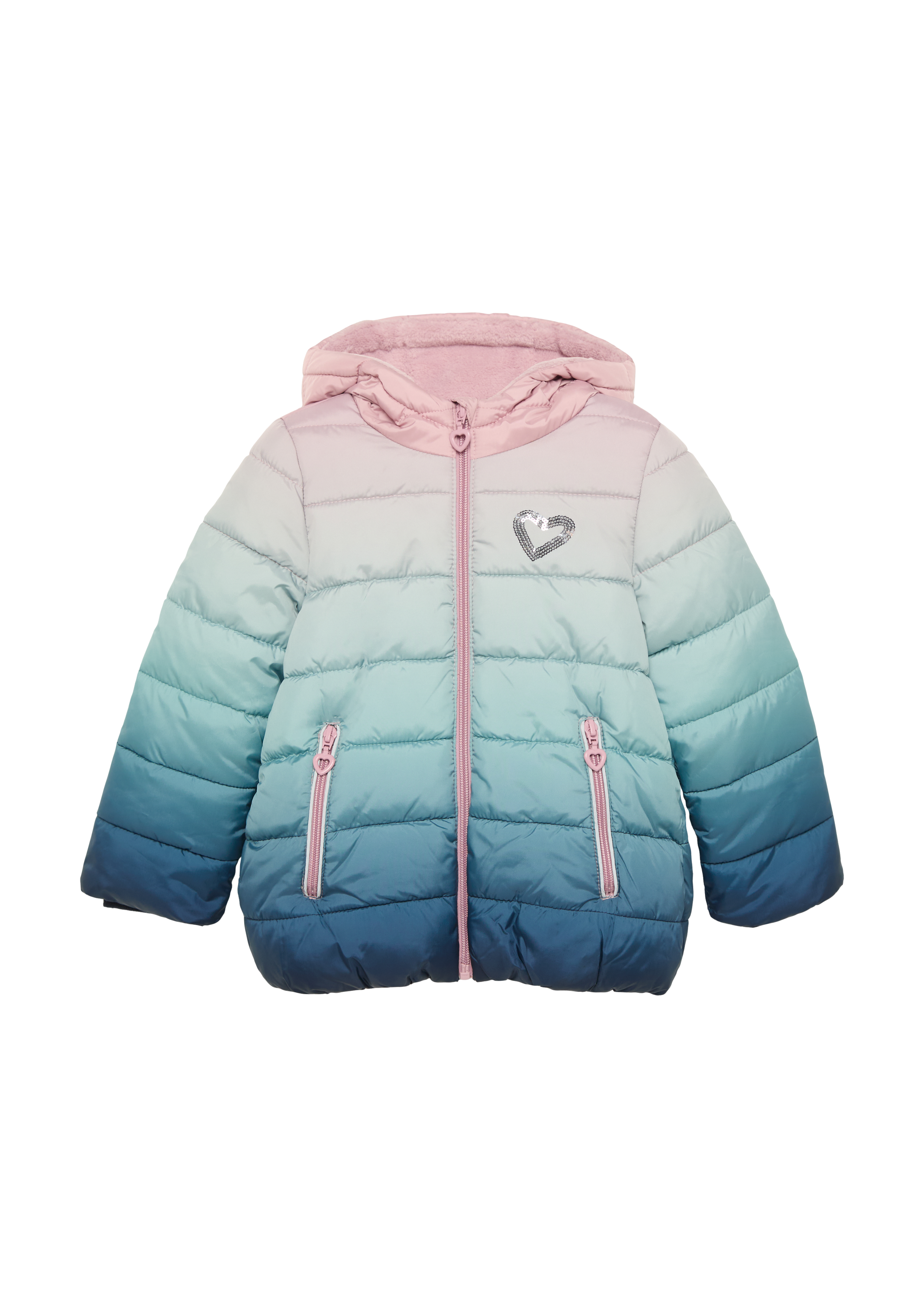 s.Oliver - Steppjacke mit Pailletten-Applikation und Fleecefutter, Kinder, blau|mehrfarbig