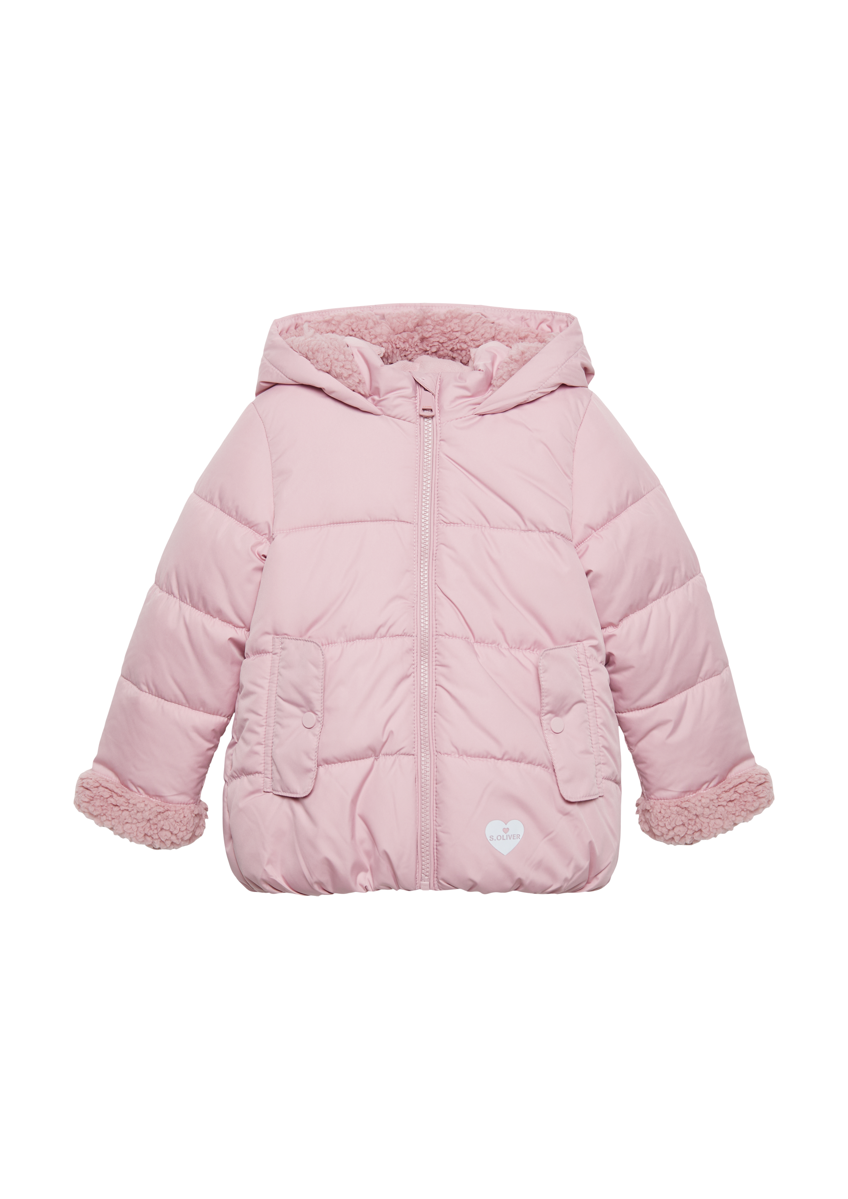 s.Oliver - Steppjacke mit Teddyplüsch-Details und Fleecefutter, Kinder, Rosa