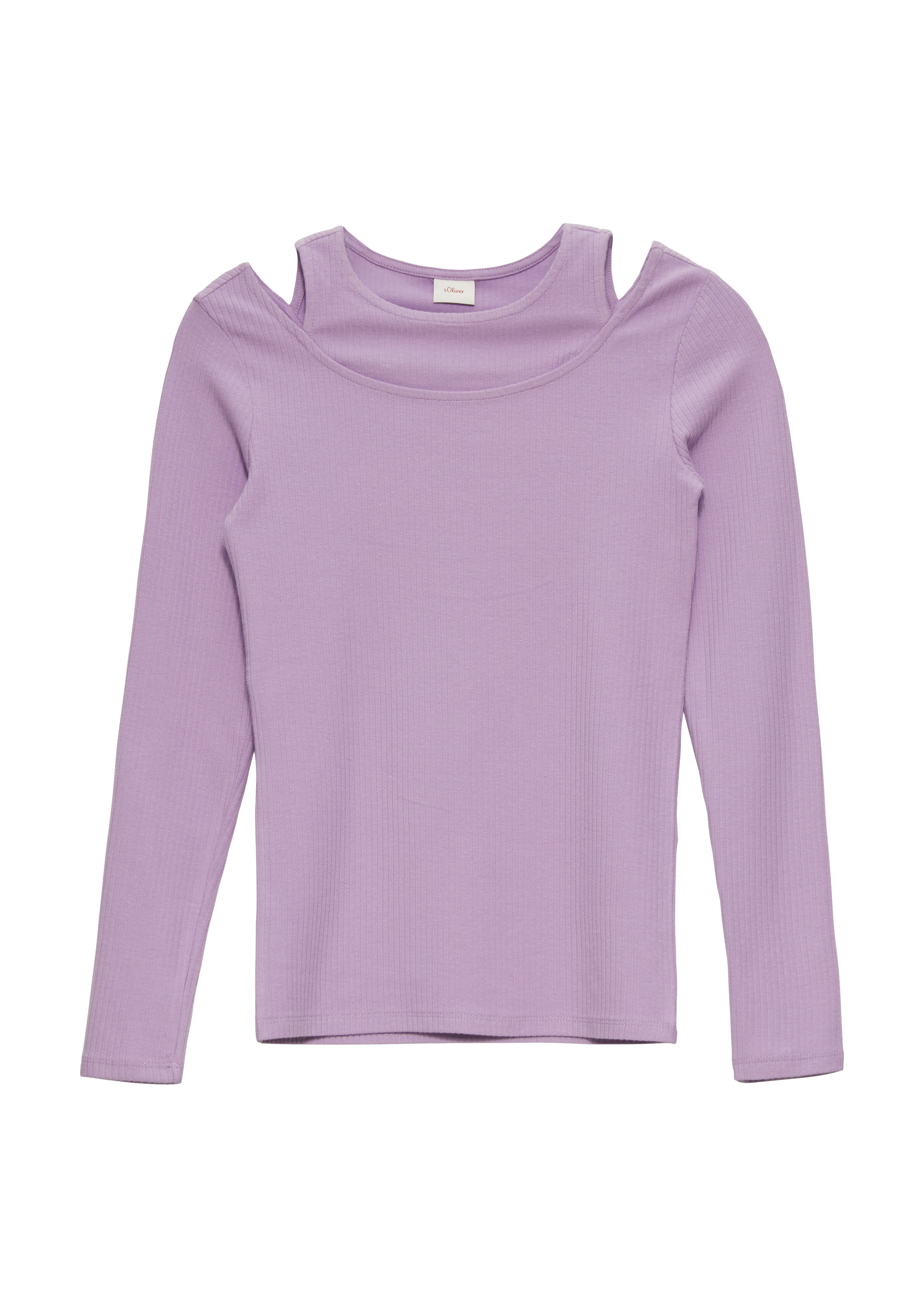 s.Oliver - Geripptes Longsleeve im 2in1-Look, Mädchen, lila