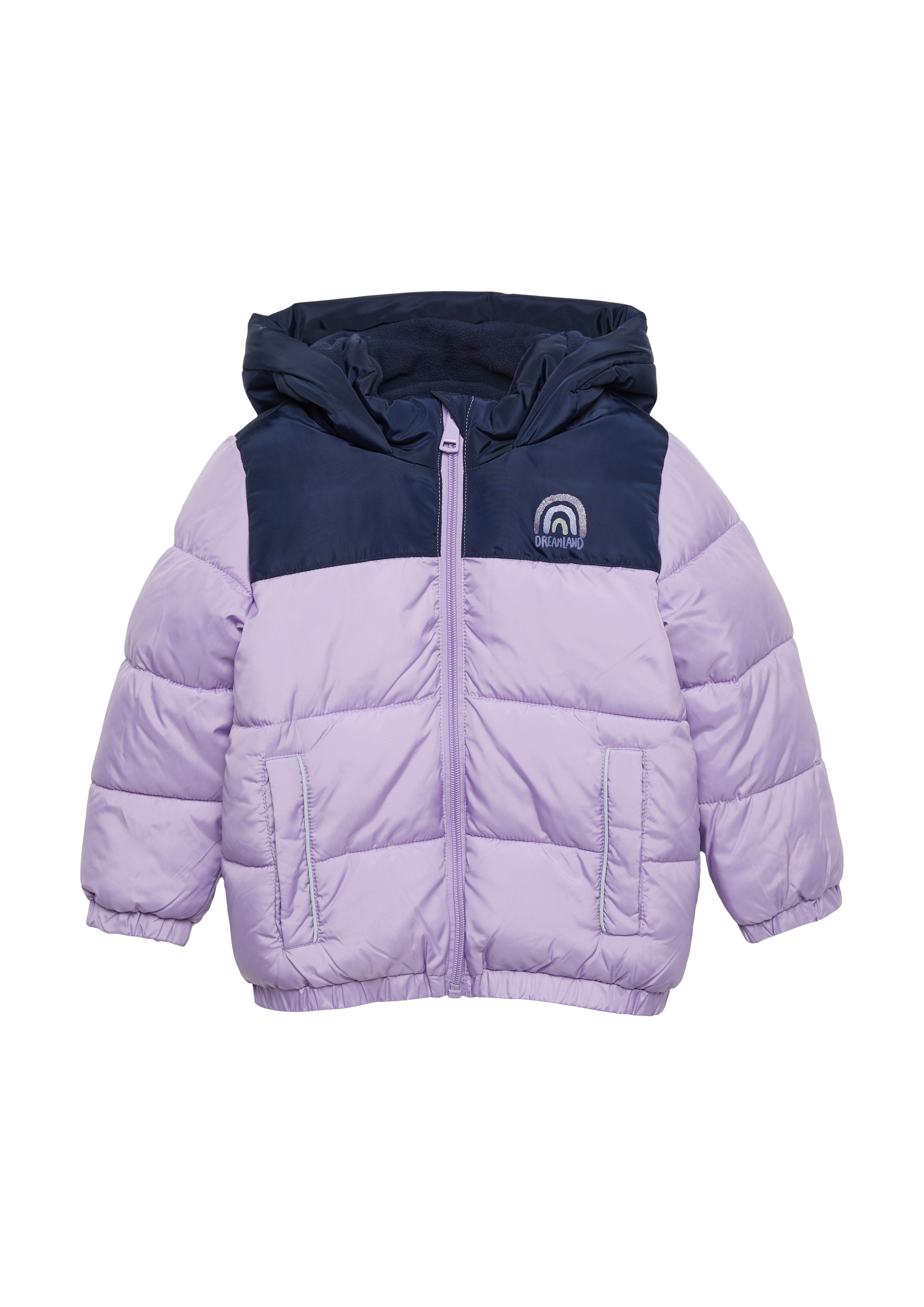 s.Oliver - Wattierte Jacke mit Glitzer-Print und Fleecefutter, Kinder, lila