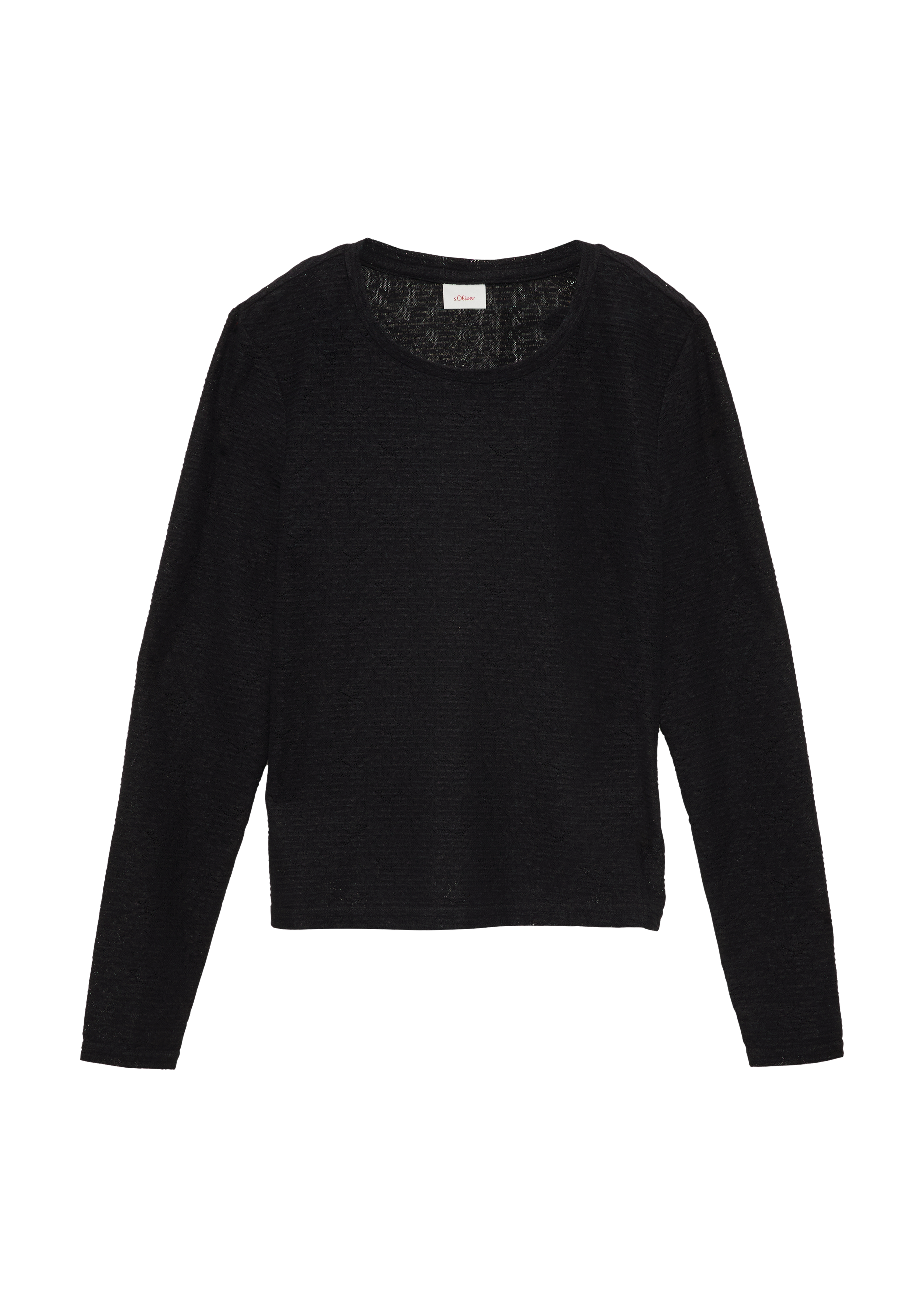 Thumbnail - s.Oliver - Schmales Longsleeve aus elastischer Spitze, Mädchen, schwarz