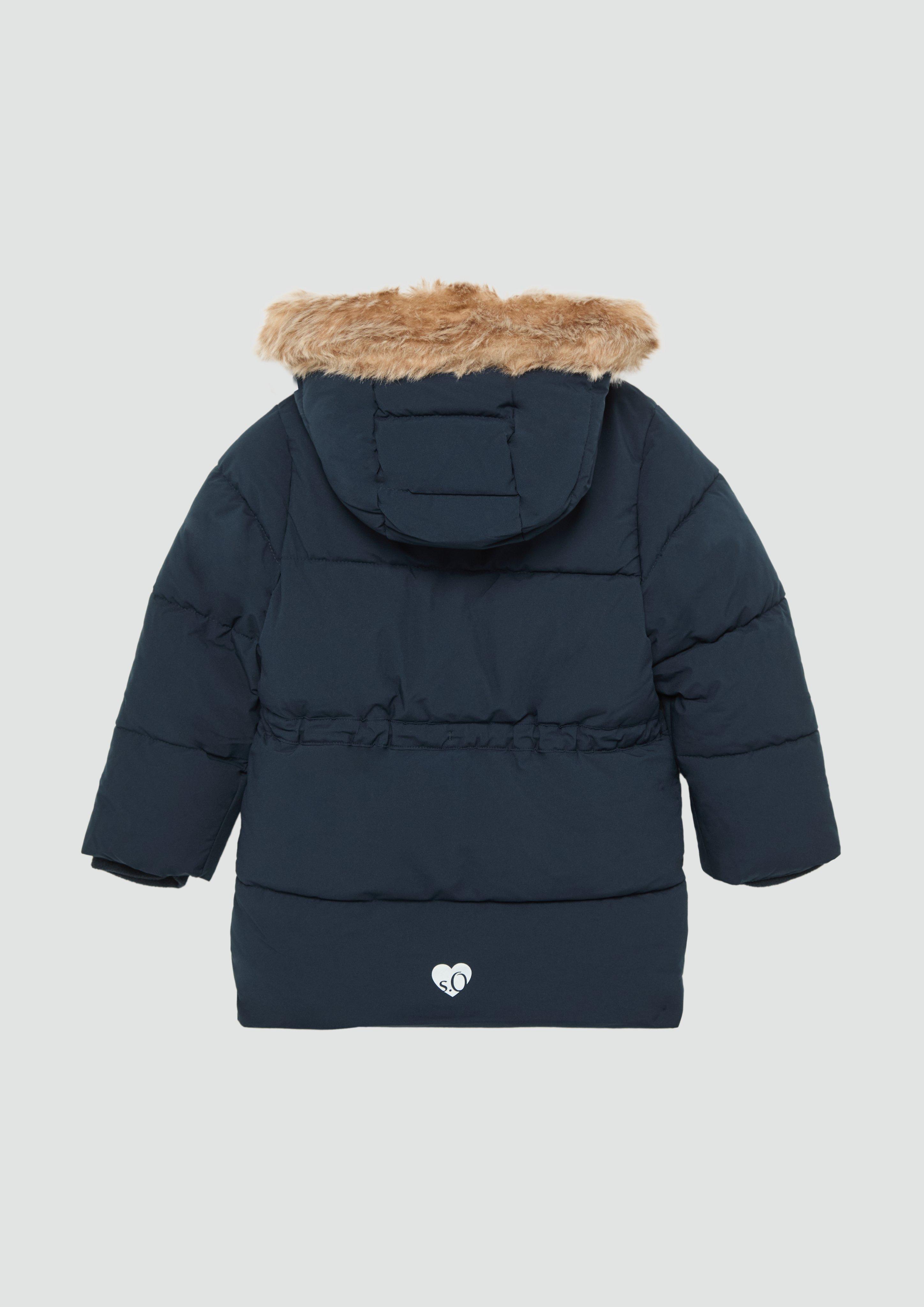 Quilted coat with detachable faux fur - Blue | s.Oliver