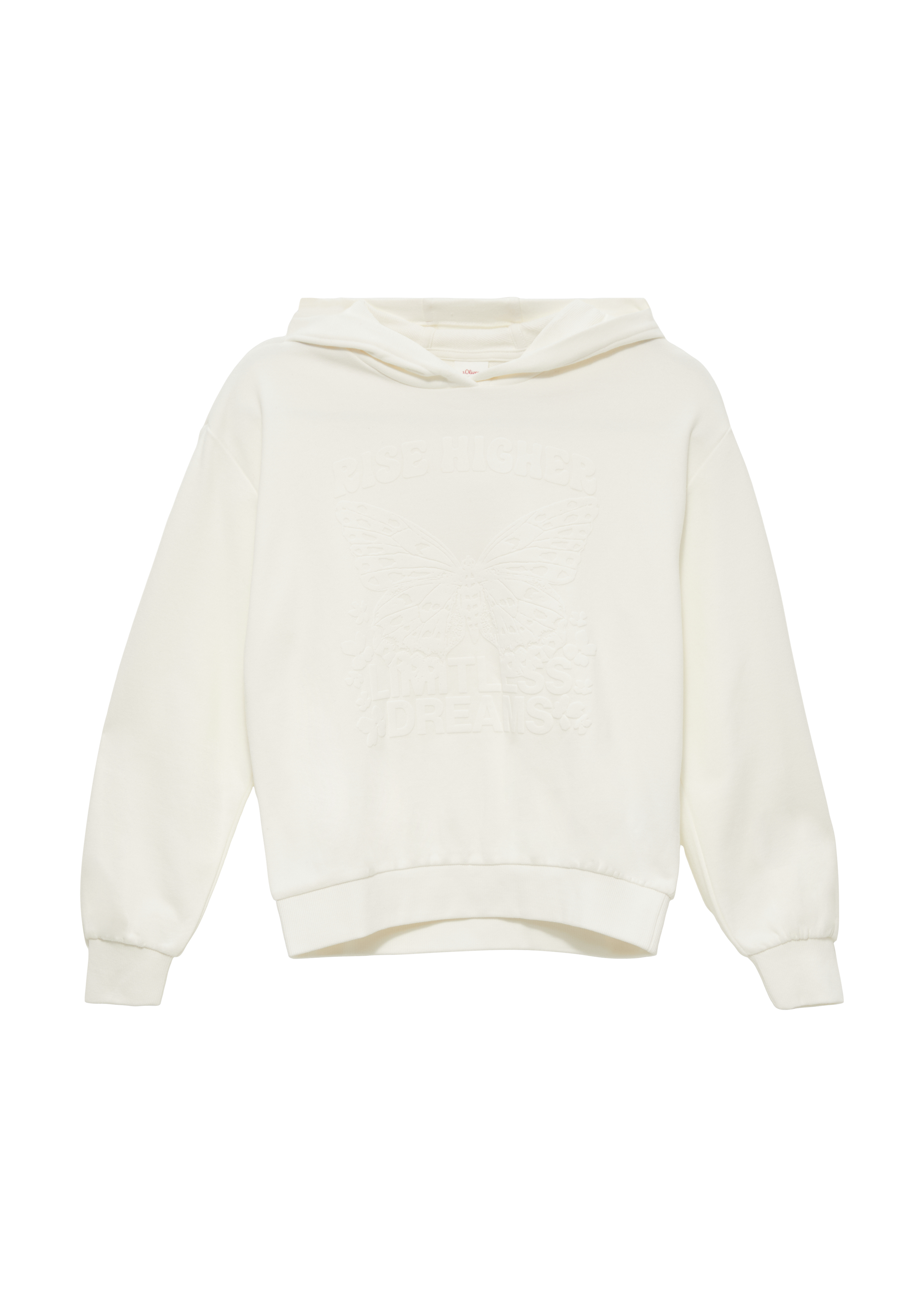 s.Oliver - Oversized-Sweatshirt mit Kapuze und gummiertem Frontprint, Mädchen, creme