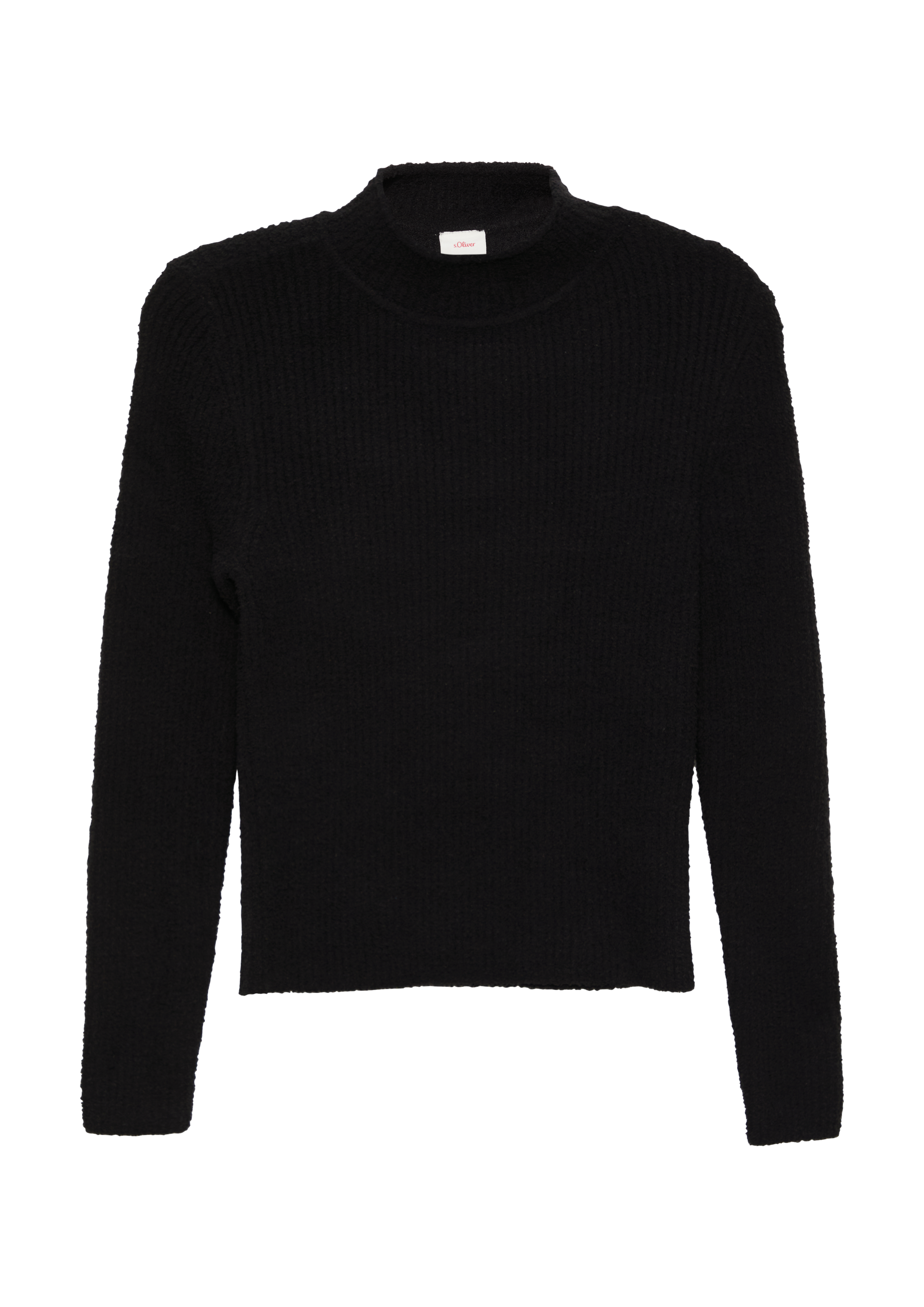 s.Oliver - Gerippter Strickpullover im Slim Fit, Mädchen, schwarz