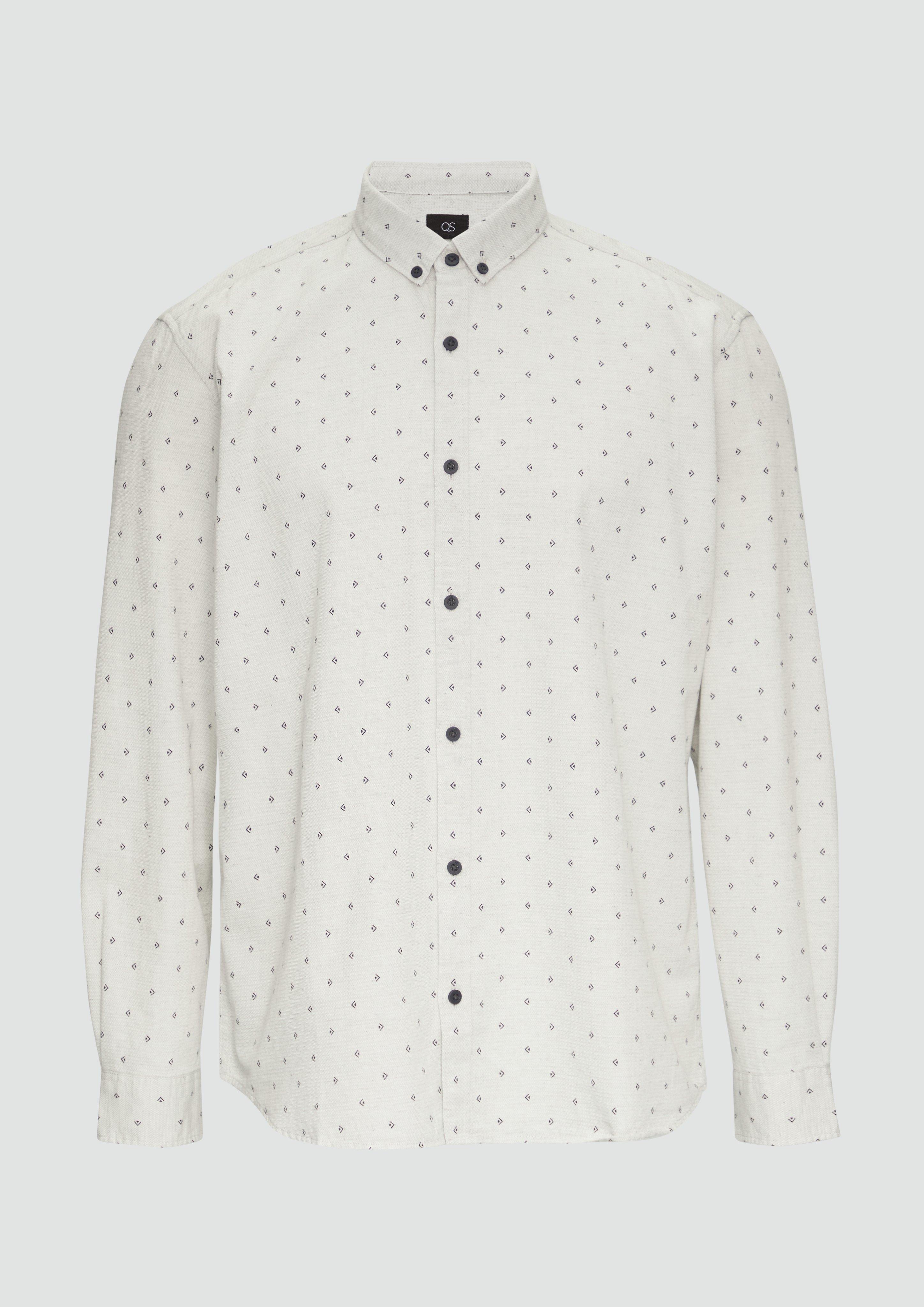 QS - Regular Fit: Hemd mit All-over-Print und Button-Down-Kragen, Herren, creme