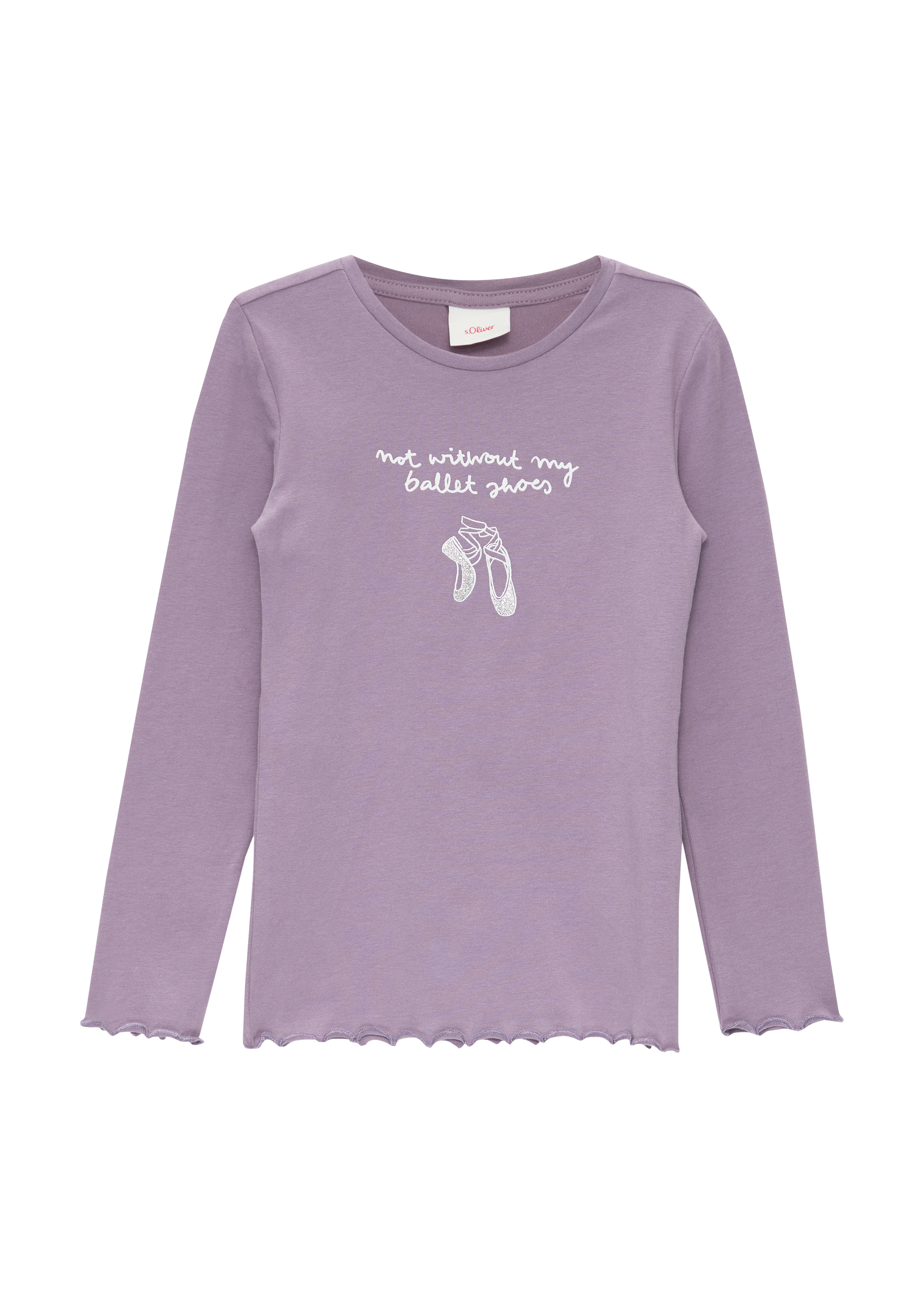 Thumbnail - s.Oliver - Langarmshirt im Slim Fit mit Glitzer-Frontprint, Kinder, lila