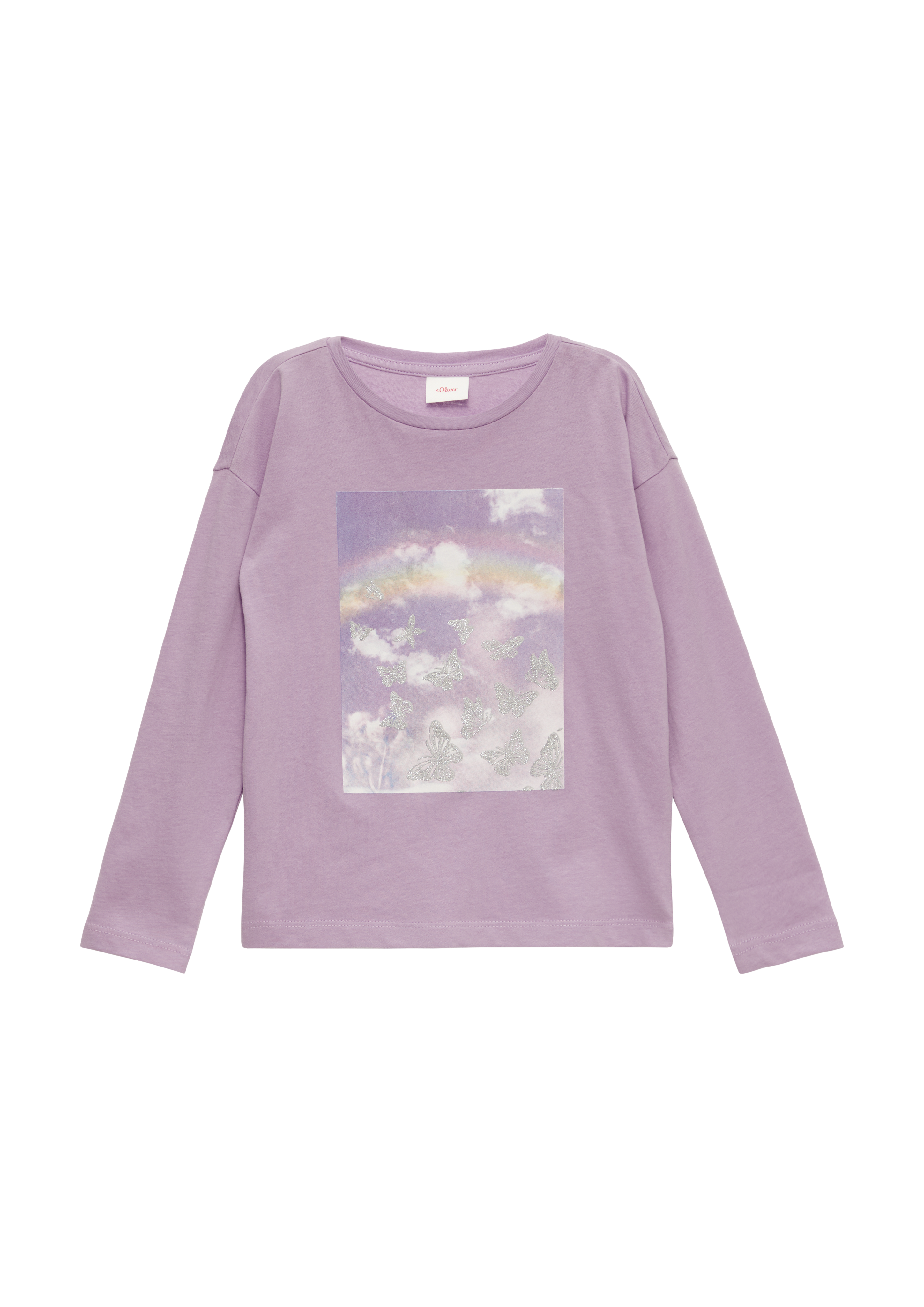 s.Oliver - Langarmshirt mit glitzerndem Frontprint, Kinder, lila