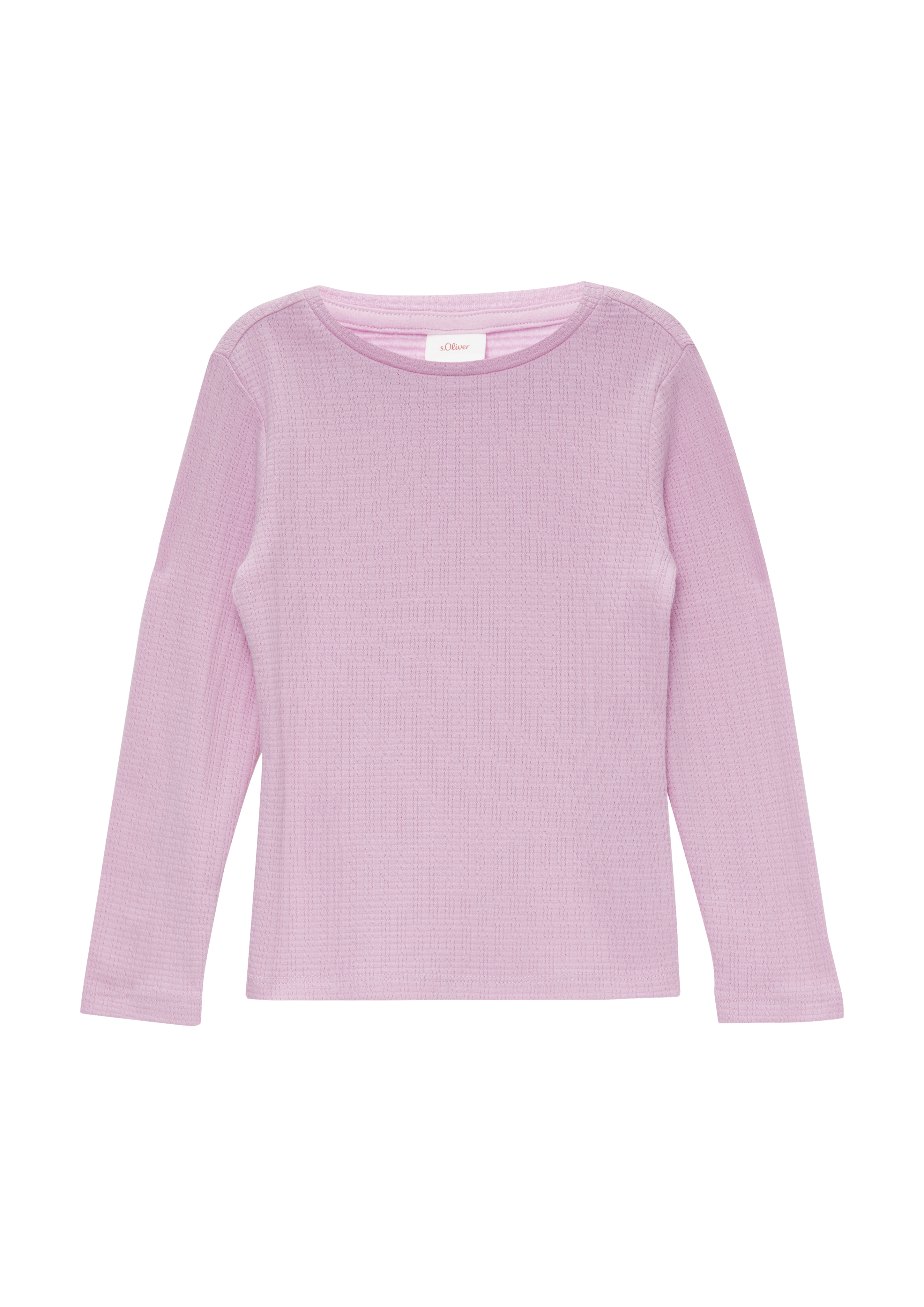 s.Oliver - Langarmshirt im Slim Fit mit Ajourmuster, Kinder, Rosa