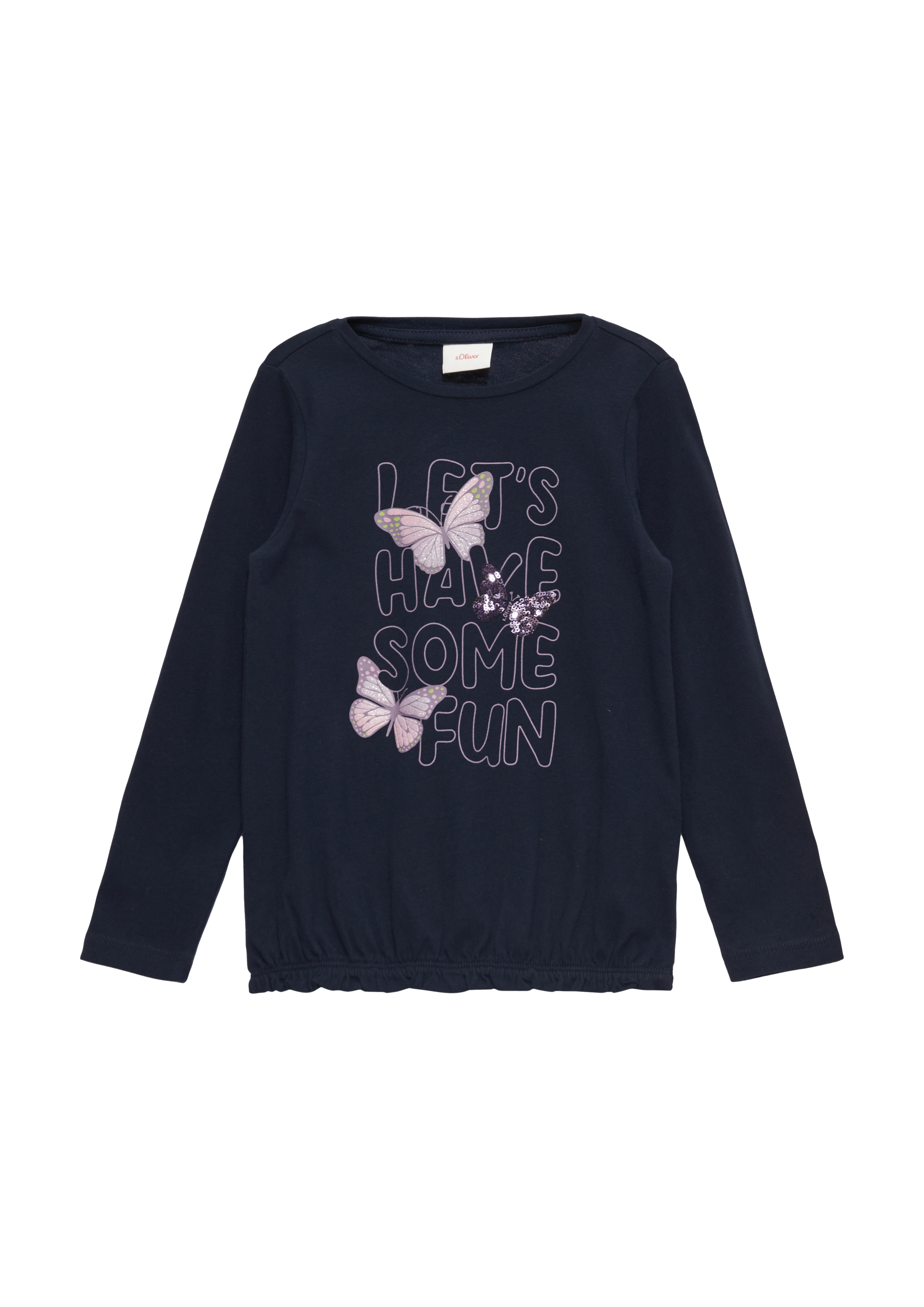 s.Oliver - O-Shape-Shirt mit Pailletten- und Glitzer-Artwork, Kinder, blau