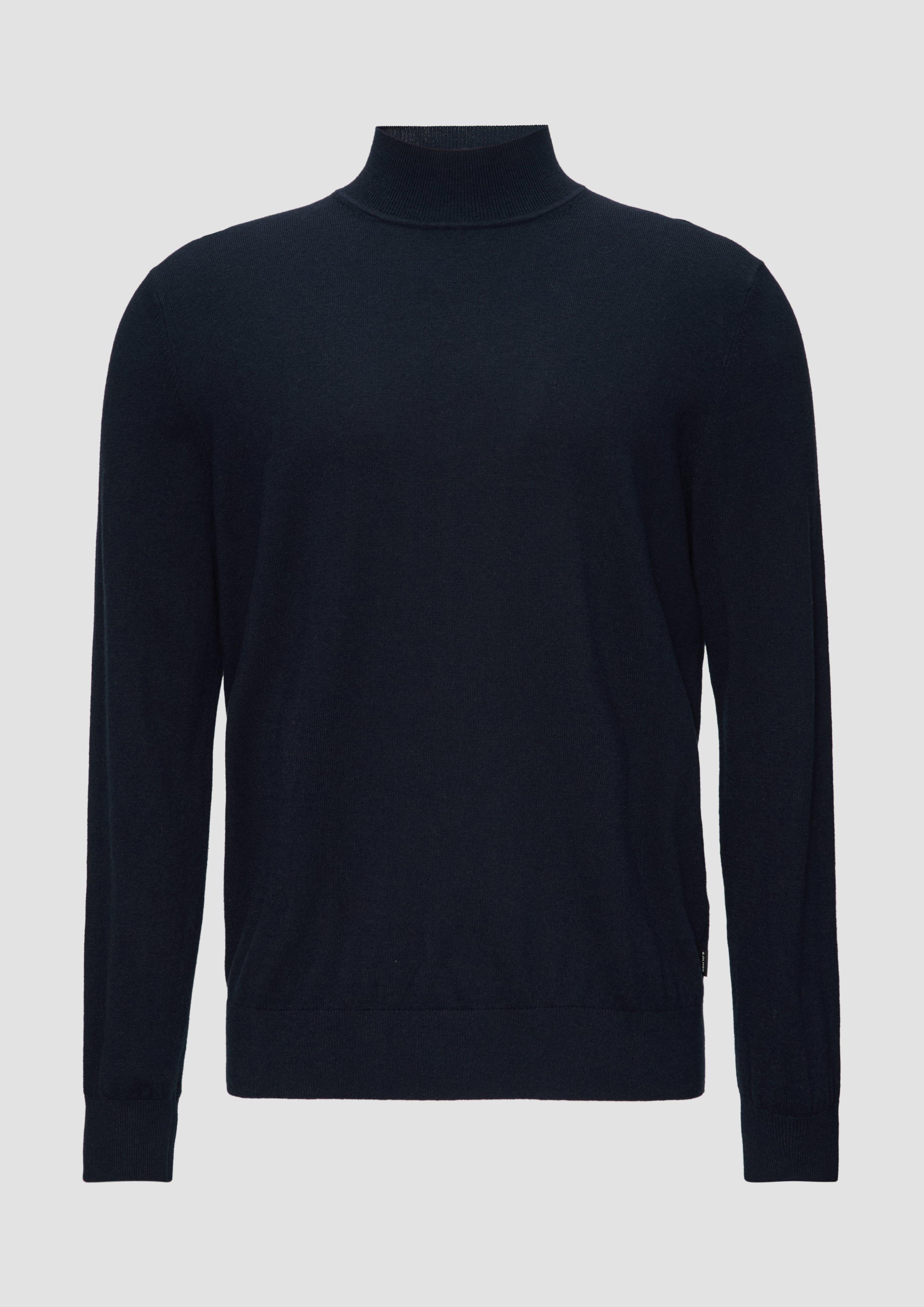 s.Oliver - Softer Turtleneckpullover aus Baumwoll-Merino-Mix, Herren, blau